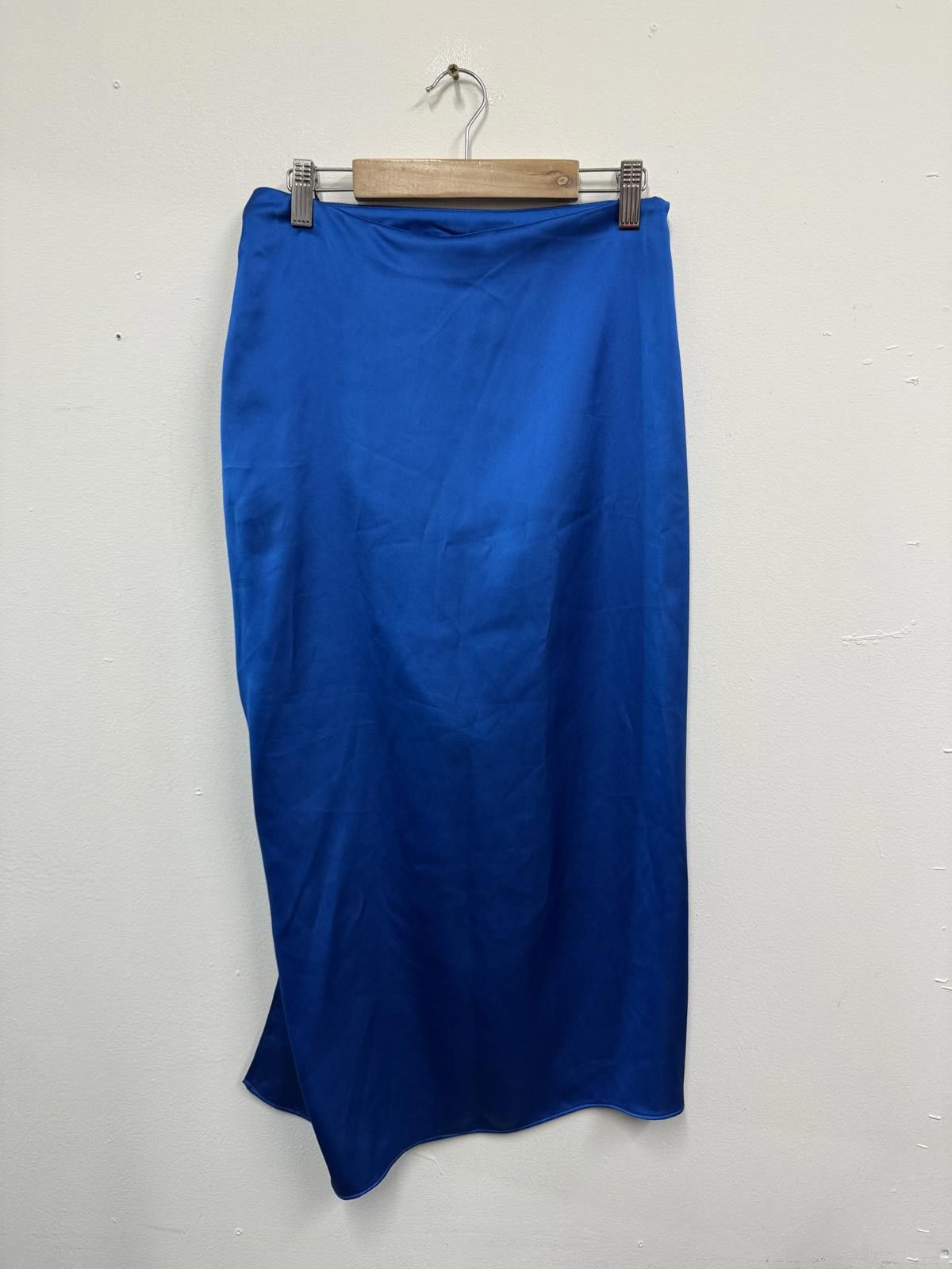 Zara Zara Blue Satin Midi Skirt with Ruched Detail Size 28" / US 6 / IT 42 - 3 Thumbnail