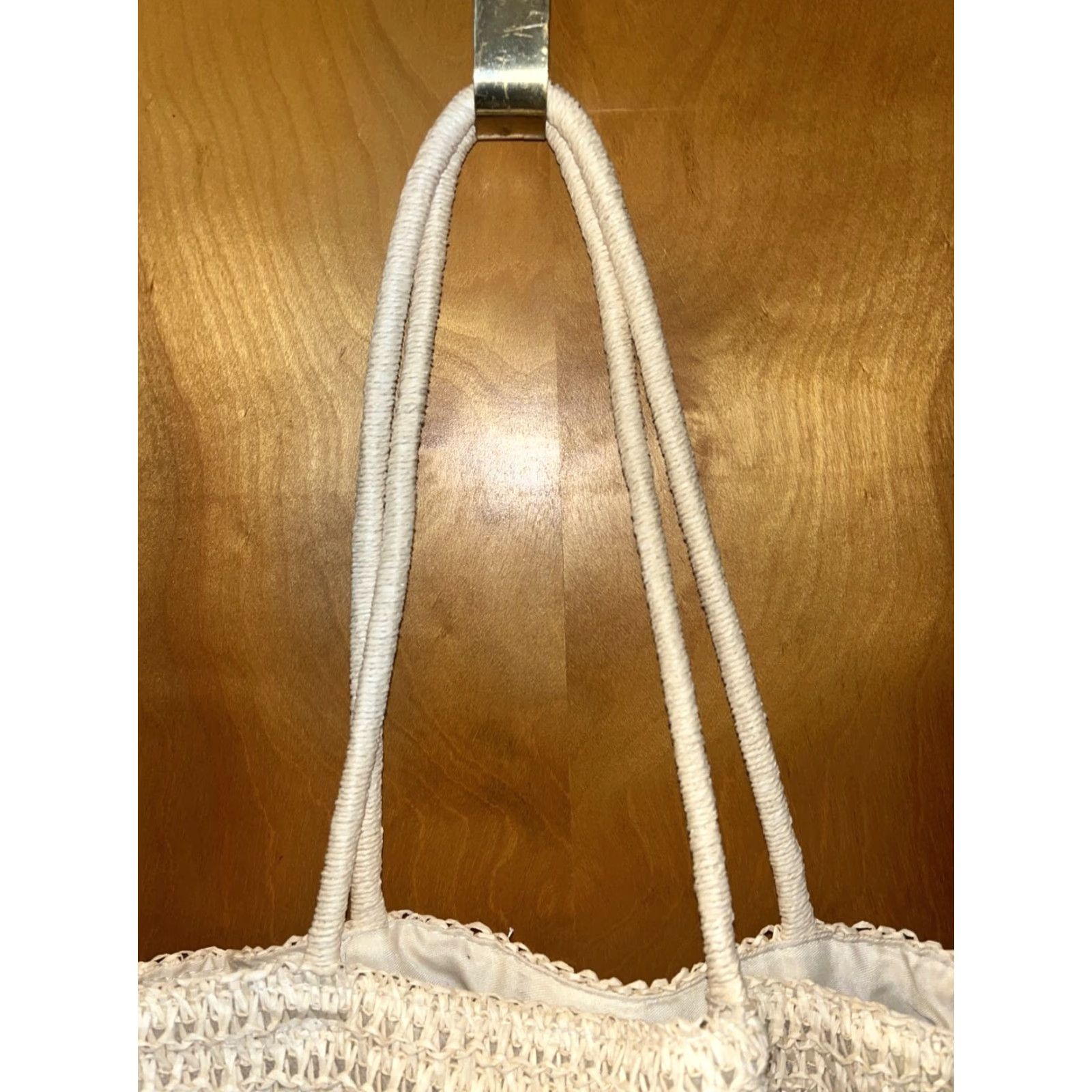 Old Navy Old Navy Large Beach Tote Bag Natural Crochet Straw Purse Ivory Womens Size ONE SIZE - 2 Thumbnail