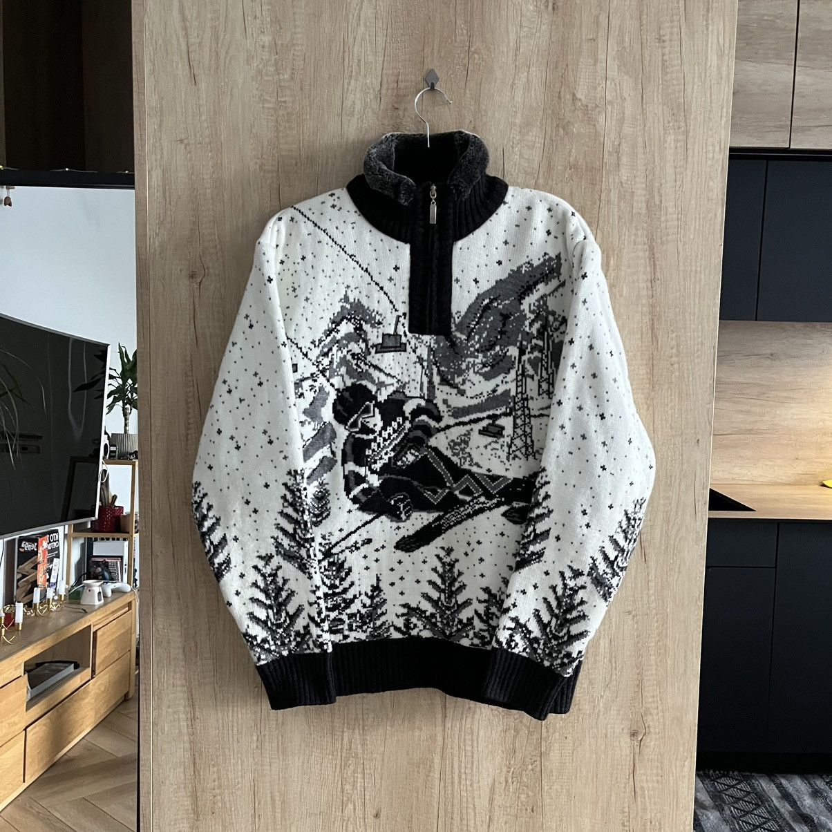 Vintage Vintage Ski Sweater Zip Nordic Knit Pullover Snow Winter Size US L / EU 52-54 / 3 - 1 Thumbnail