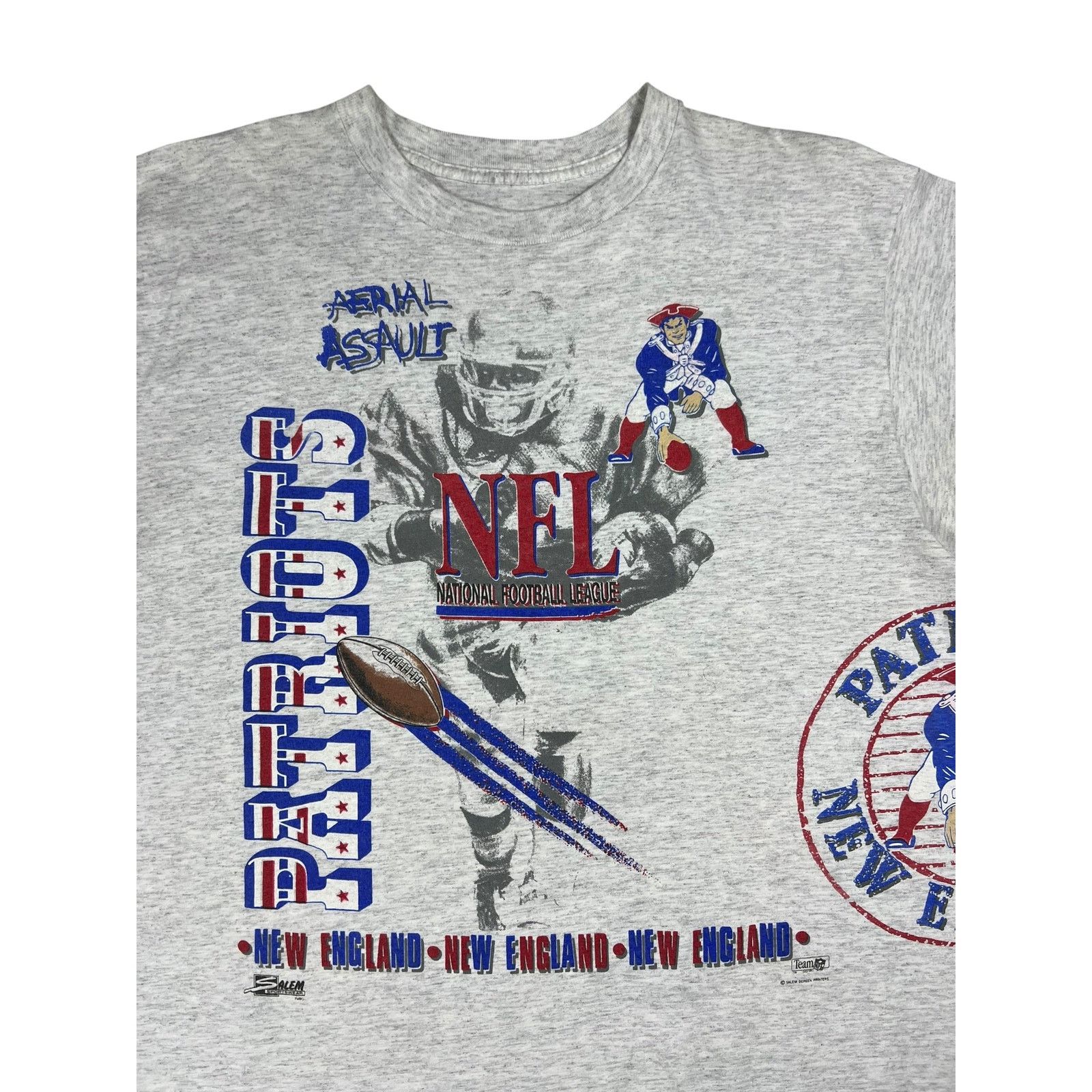 NFL × Salem Sportswear × Vintage 1992 Salem Sports New England Patriots Aerial Assault tee Size US XL / EU 56 / 4 - 2 Thumbnail