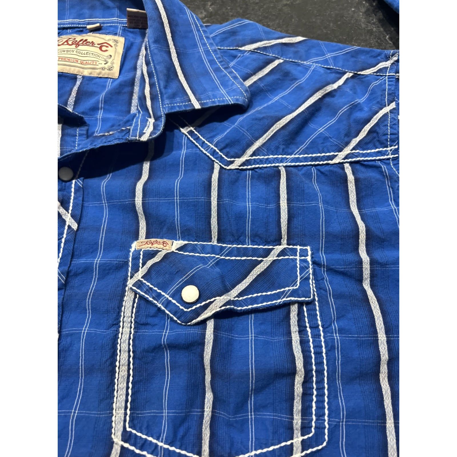 Vintage Rafter C Men’s Western Shirt Long Sleeve-Plaid Blue 2XL Cotton Casual Size US XXL / EU 58 / 5 - 3 Thumbnail