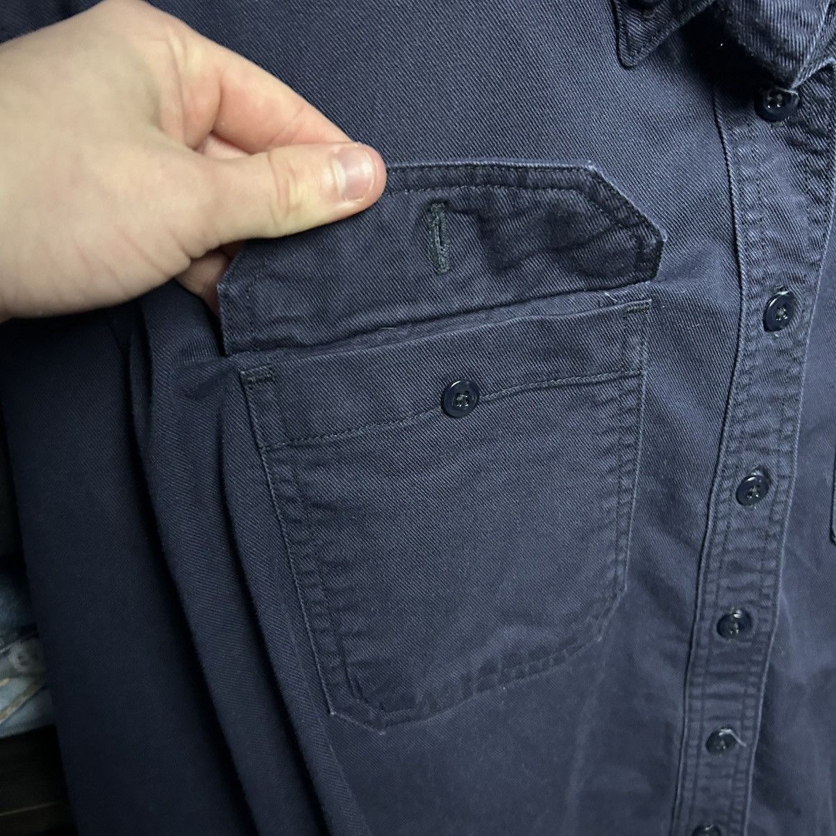 Carhartt Wip Vintage Carhartt Wip Patch Logo workwear fire denim shirt Size US XL / EU 56 / 4 - 4 Thumbnail