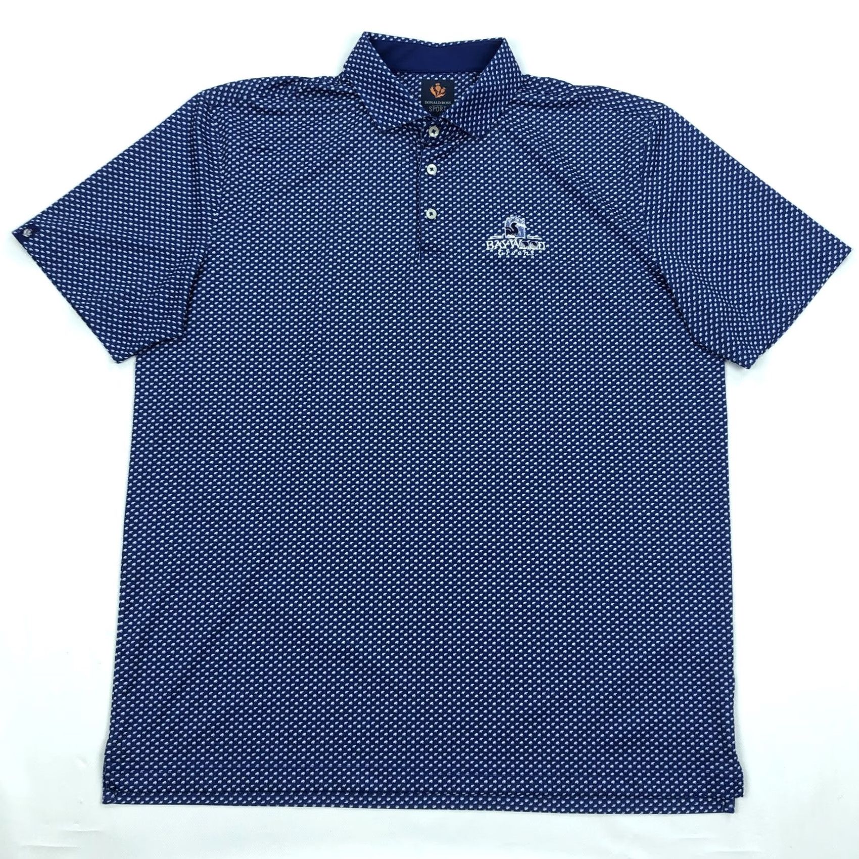 Vintage Donald Ross Sport Polo Shirt Baywood Greens Blue White Elephant Pattern Geometric Animal Print Short Sleeve XL Womens? Size US XL / EU 56 / 4 - 2 Thumbnail