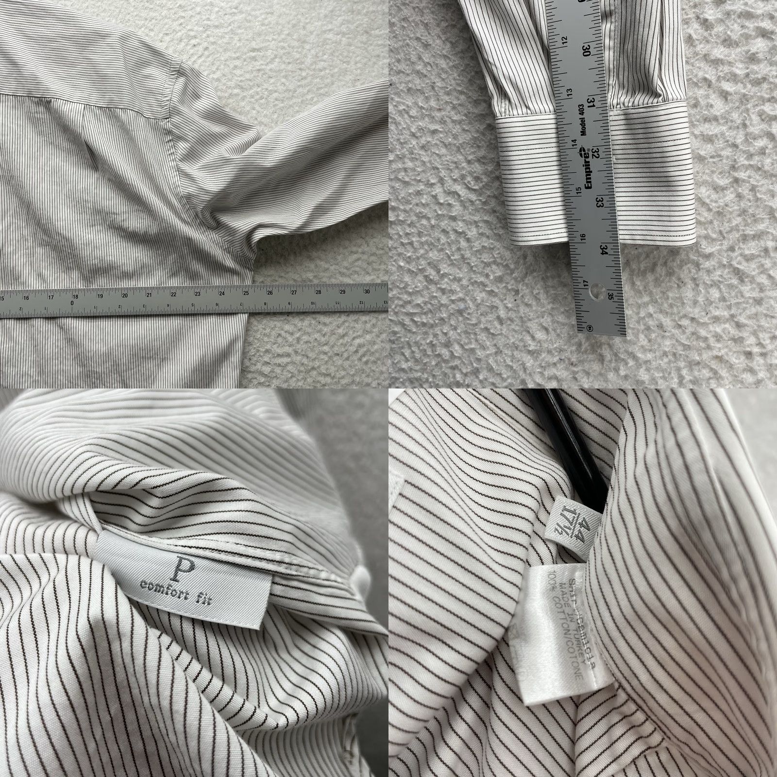 Ermenegildo Zegna Ermenegildo Zegna Dress Shirt Mens 44 17.5 Comfort Fit White Black Pinstripe Shirt Regular Men 90s Classic Designer Pattern Pinstripe Size 48R - 8 Thumbnail