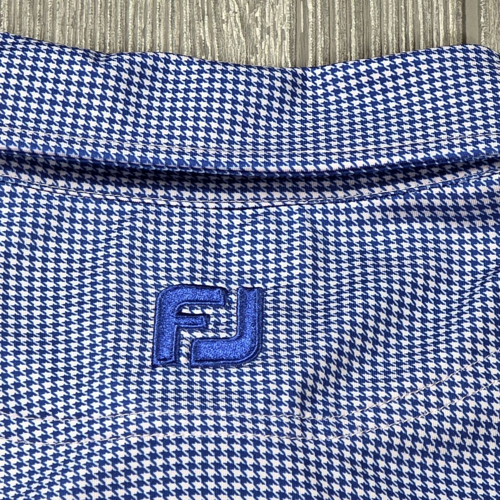 Footjoy FootJoy Polo Shirt Mens L Blue Houndstooth Performance Naples FJ Golf Size US L / EU 52-54 / 3 - 6 Thumbnail