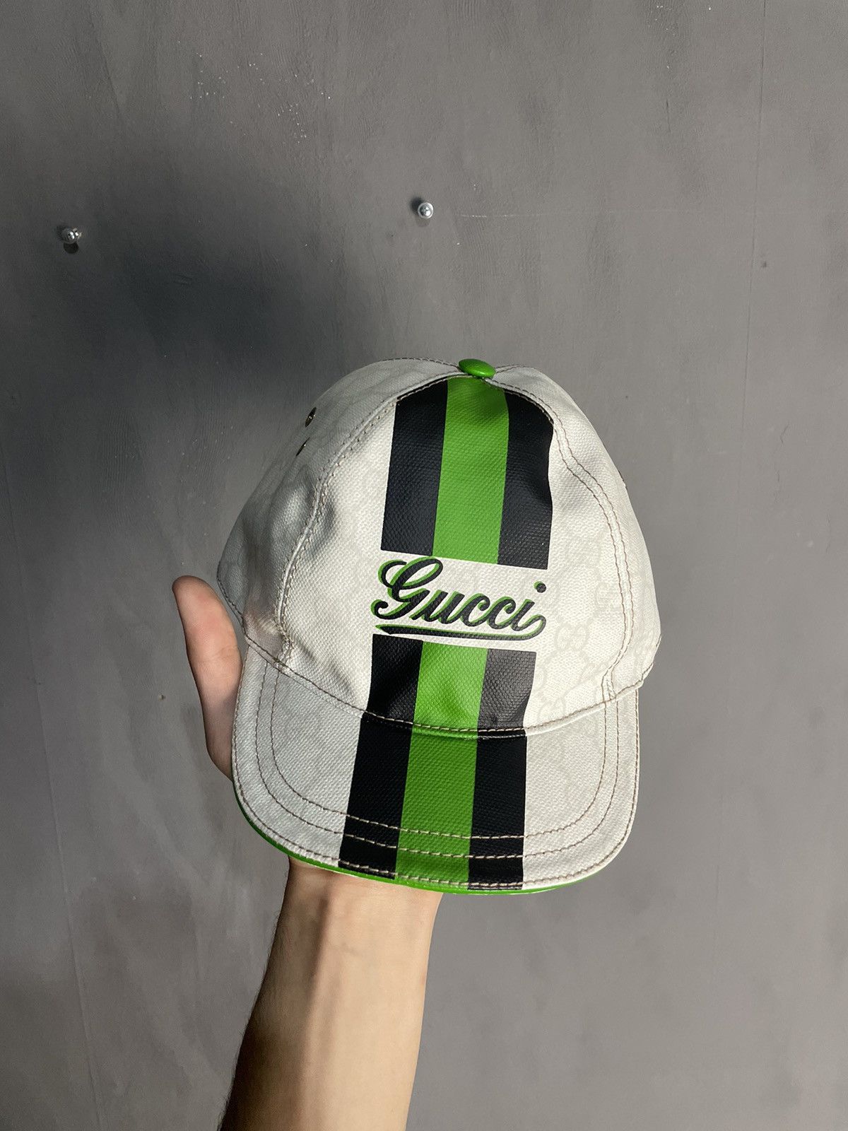 Gucci Mens Gucci Cap White Leather Size XL Monogram Size ONE SIZE - 2 Thumbnail