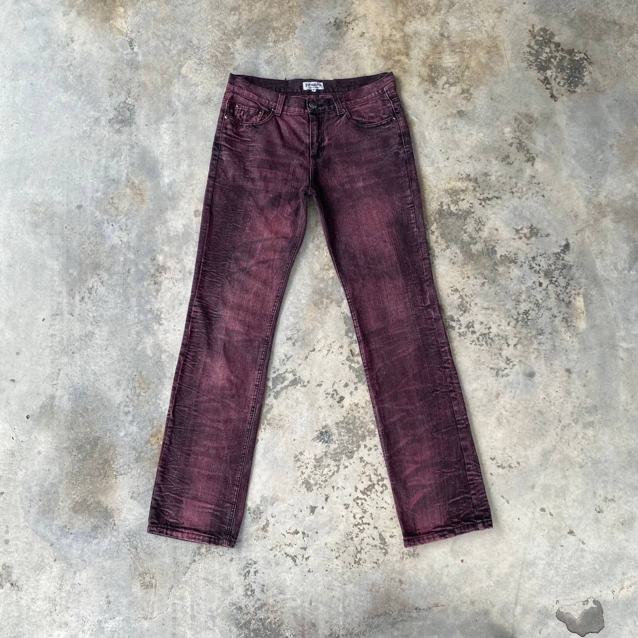 If Six Was Nine × LOWBOX × Tornado Mart LOWBOX JAPAN WINE-RED DYE FISHBONE STRAIGHT LEG IN W30X33 Size US 30 / EU 46 - 1 Thumbnail