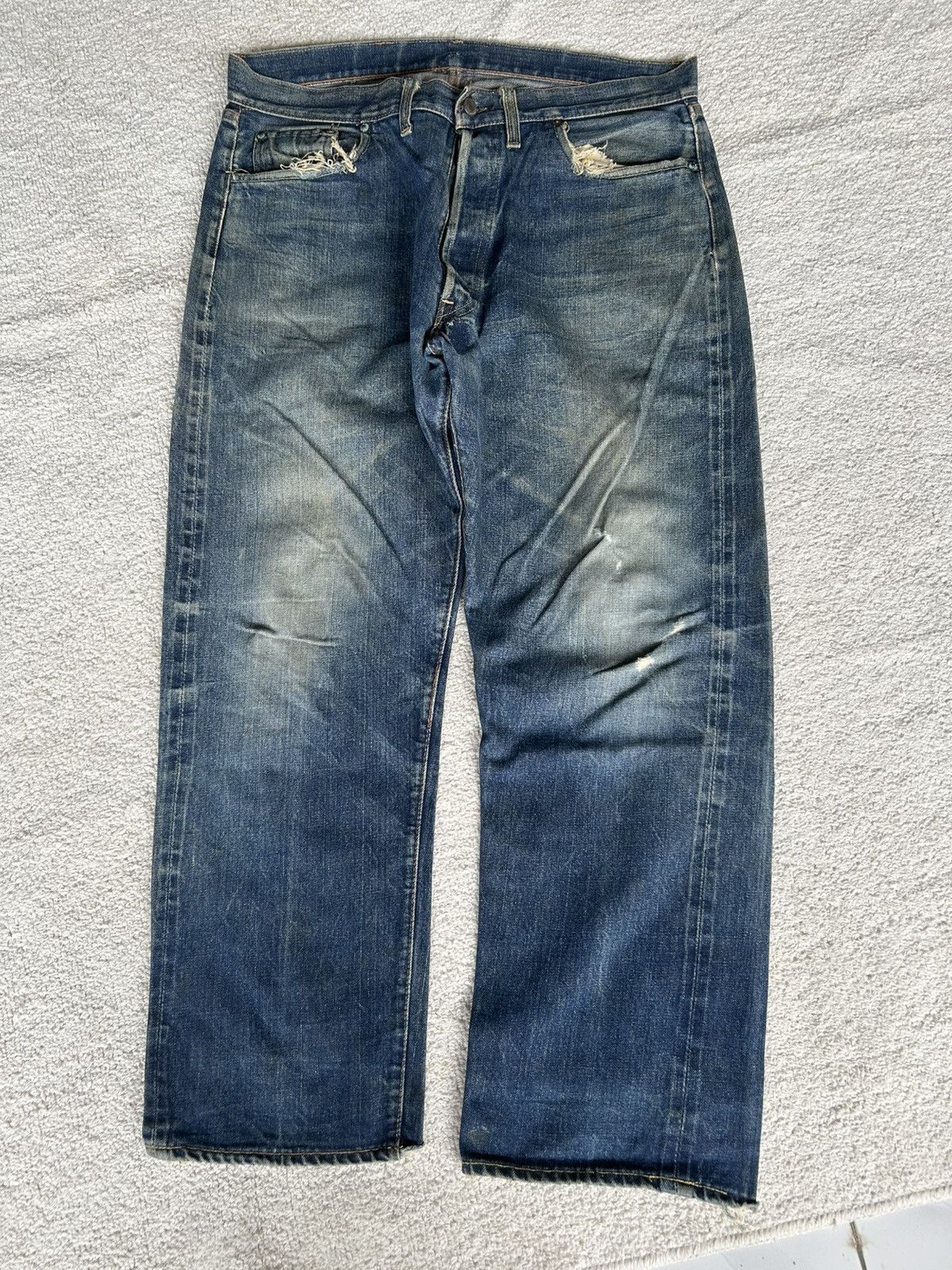 Levi's × Vintage Vtg 50-60s Levis Big E Single Button6 Selvedge Distressed Size US 36 / EU 52 - 2 Thumbnail
