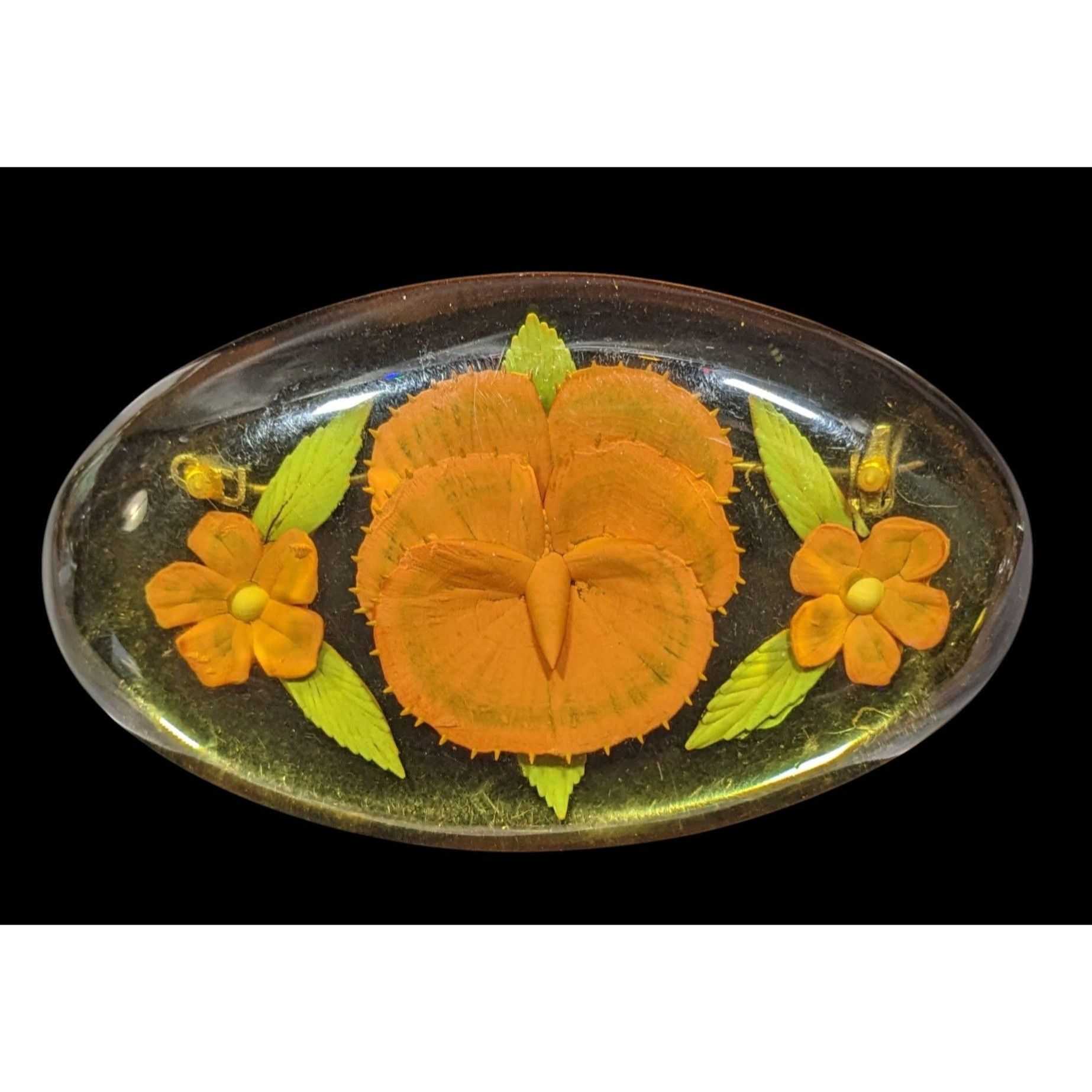 Other Vintage 1940s Floral Bakelite Reverse Carved Large Brooch Size ONE SIZE - 1 Thumbnail