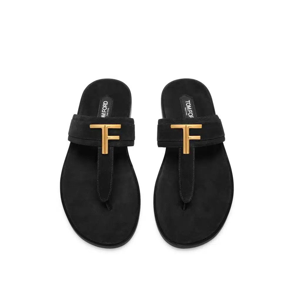 Tom Ford o1loc1c0925 J1382 Size: 7 TF / Brighton Suede Sandals Black Size US 7 / EU 40 - 2 Thumbnail