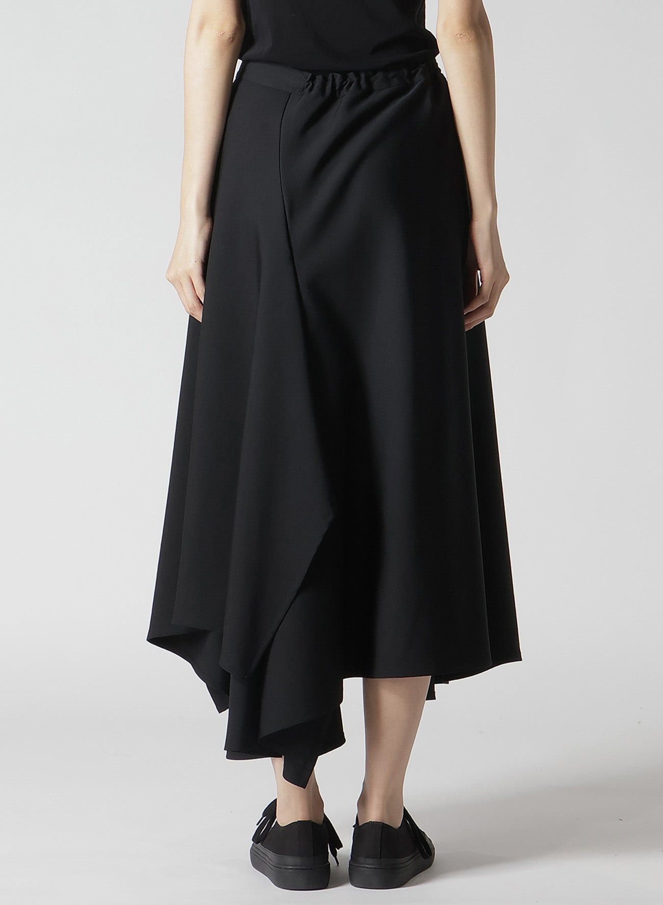 Yohji Yamamoto Yohji Yamamoto - W/Gabardine Asymmetrical R GATHERED SKIRT Size 32" / US 10 / IT 46 - 3 Thumbnail
