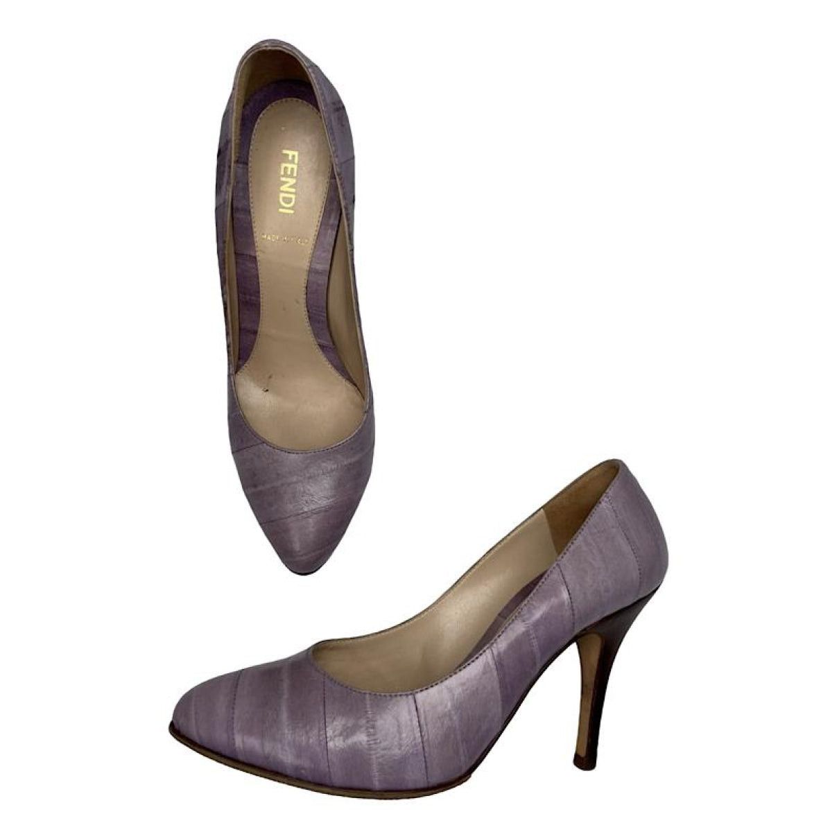 Fendi FFreedom Purple Leather Heel Size US 5.5 / IT 35.5 - 1 Thumbnail