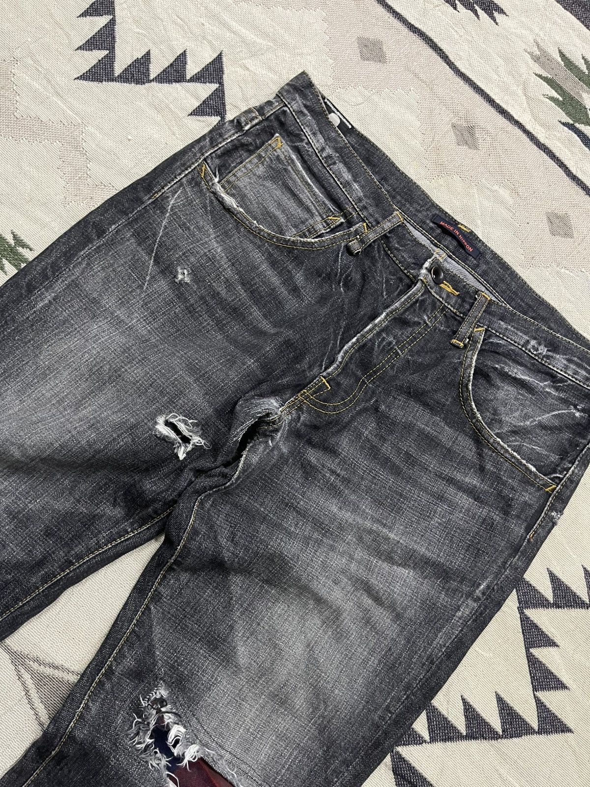 If Six Was Nine 2000s BLUE WAY DISTRESSED MUDMAD IF6WAS9 STYLE DENIM JEANS Size US 32 / EU 48 - 8 Thumbnail