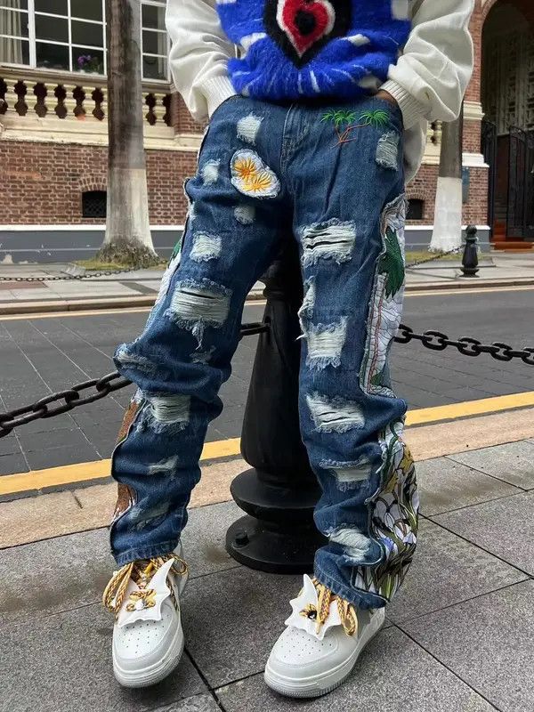 Japanese Brand Y2K Harajuku Patch Grunge Hip Hop Jeans Trousers Size US 34 / EU 50 - 7 Thumbnail