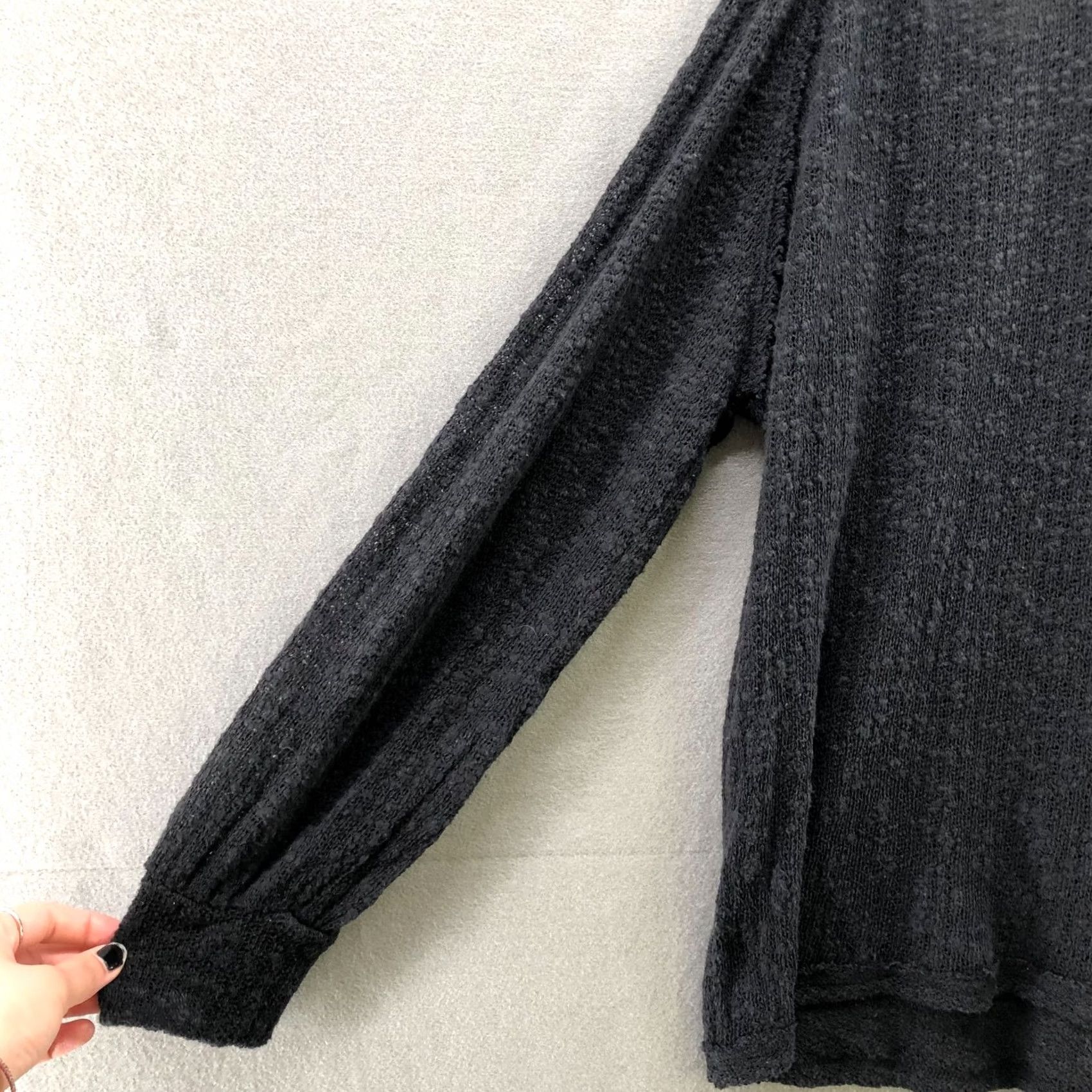Free People Free People Open Knit Sweater XS Black Long Sleeve Off the Shoulder Cotton Bohemian Boho Shirt Womens Size XS / US 0-2 / IT 36-38 - 5 Thumbnail