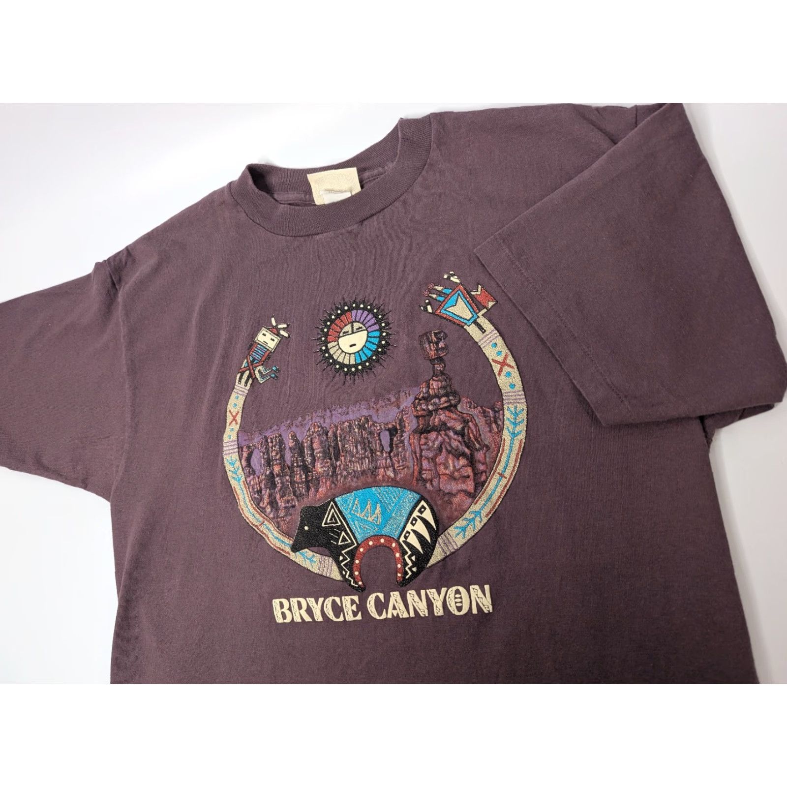 Vintage VINTAGE Bryce Canyon Utah Park Print T-Shirt USA Outdoor Nature Fred Harvey Shirt Mens L Purple 90s Size US L / EU 52-54 / 3 - 2 Thumbnail