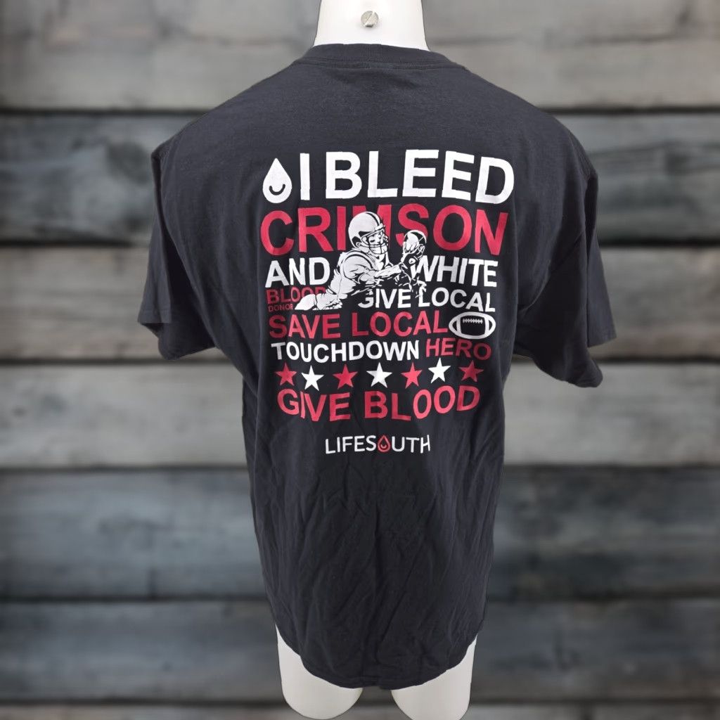 Gildan Lifesouth Blood Donor Alabama Tide #2 T Shirt XL Black Gildan Men Short Sleeve Crew Neck Graphic Tee Vintage No Size US XL / EU 56 / 4 - 1 Thumbnail