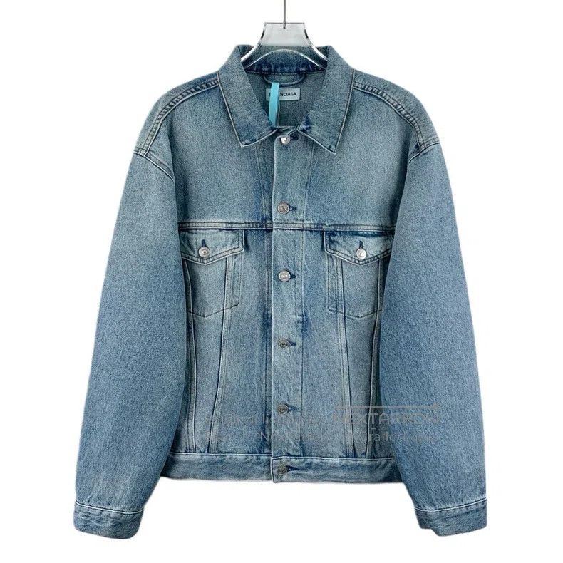 Balenciaga Balenciaga Light Blue Cotton Lapel Single Breasted Long Sl Size XS / US 0-2 / IT 36-38 - 1 Thumbnail