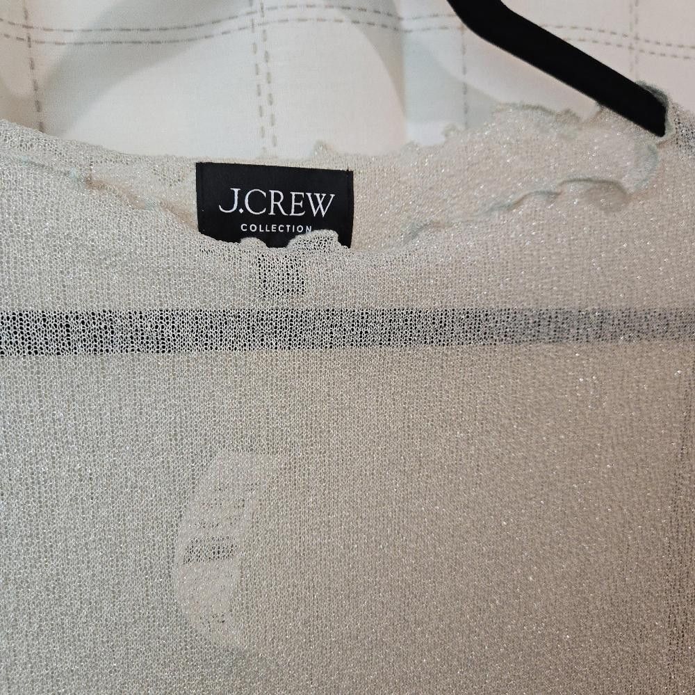 J.Crew J CREW Collection Sheer Metallic Boatneck Top Size M / US 6-8 / IT 42-44 - 3 Thumbnail
