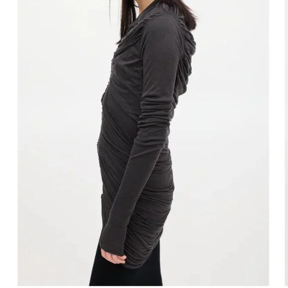 Rick Owens Lilies Rick Owens LILIES Black Ruched Zip-Front Longline Jacket Size M / US 6-8 / IT 42-44 - 7 Thumbnail