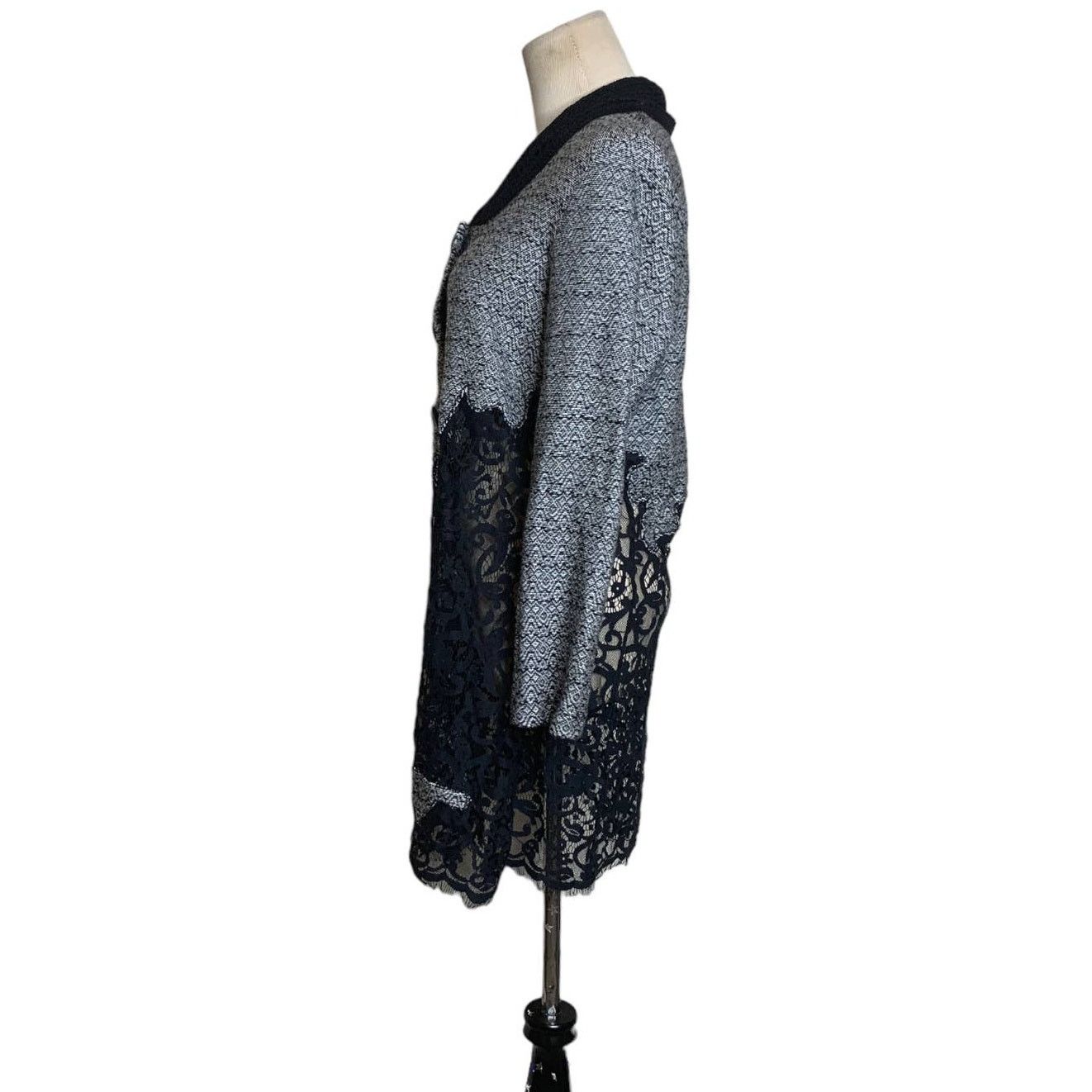 NIC+ZOE Nic-Zoe gray black lace button blazer size M Size M / US 6-8 / IT 42-44 - 2 Thumbnail
