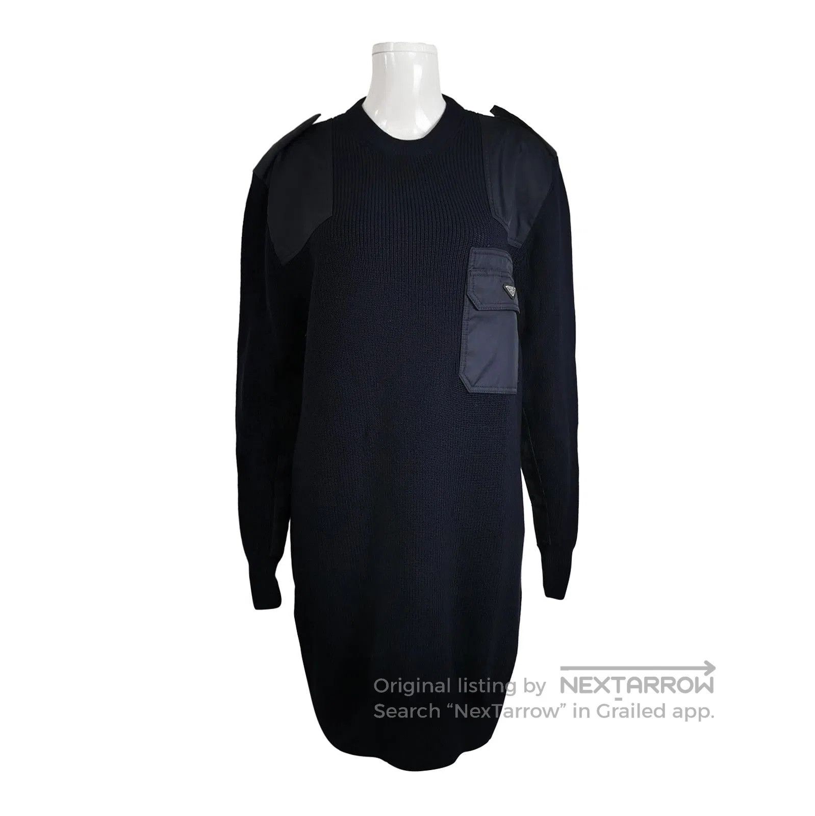 Prada Prada Wool Long Sleeve Dress with Triangle Logo . Size M / US 6-8 / IT 42-44 - 1 Thumbnail