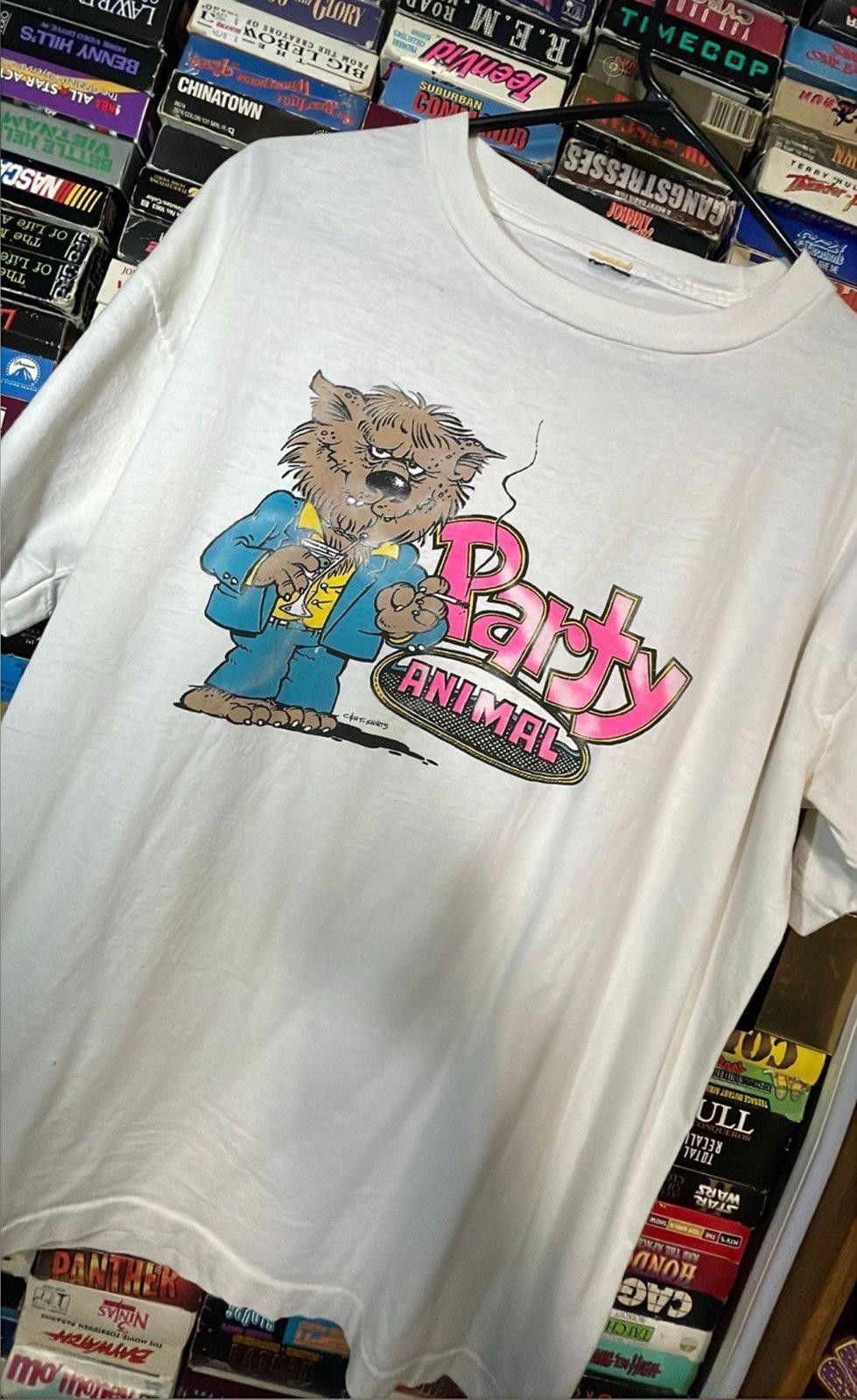 Gildan Vintage 80s Cartoon Party Animal Shirt Rare Sz Large Size US L / EU 52-54 / 3 - 1 Preview