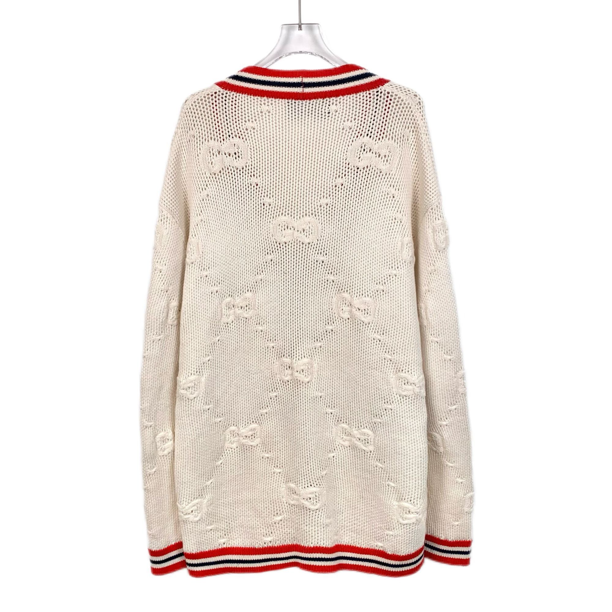 Gucci Gucci Beige Double G Full Logo Knitted Cardigan With Red & N Size M / US 6-8 / IT 42-44 - 8 Thumbnail