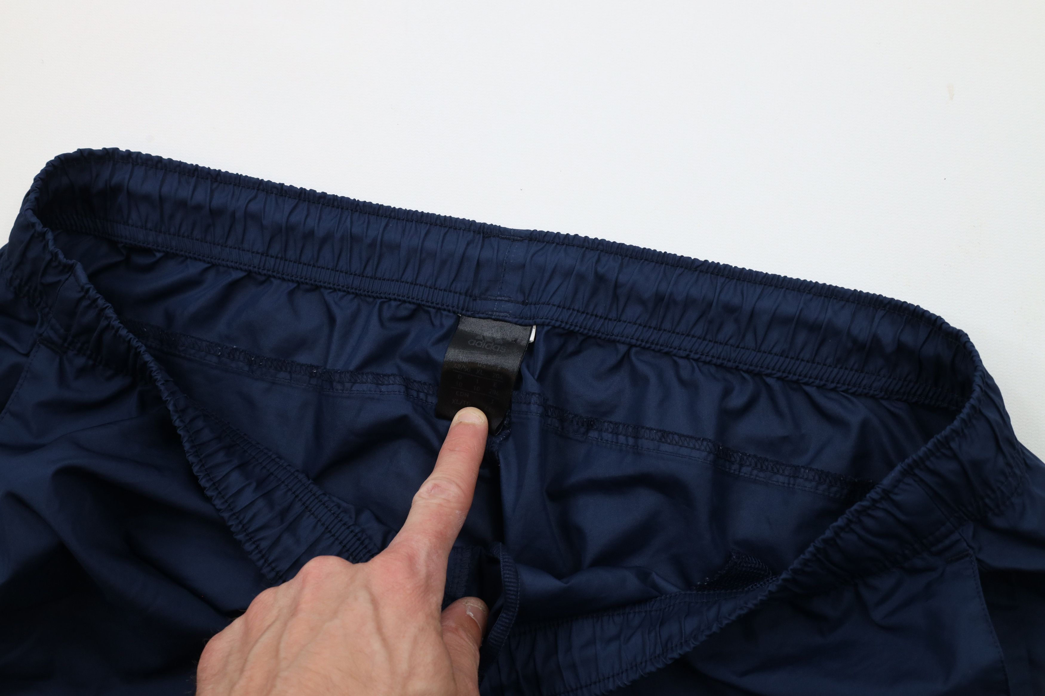 Adidas × Vintage Vintage Adidas Striped Wide Leg Windbreaker Pants Navy Blue Size US 38 / EU 54 - 8 Thumbnail