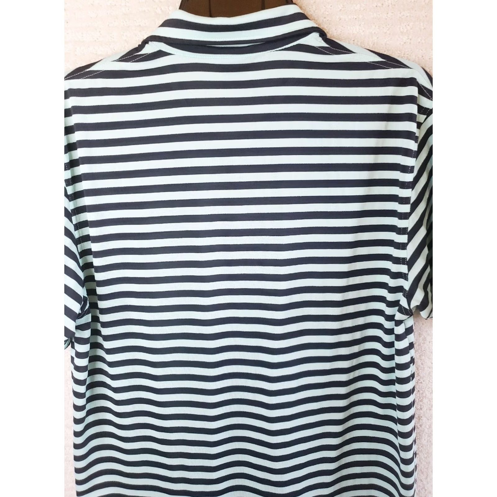 Vintage Dunning Polo Shirt Striped Short Sleeve Dry-Fit Stretch Mens M Mint Black Golf Size US M / EU 48-50 / 2 - 6 Thumbnail