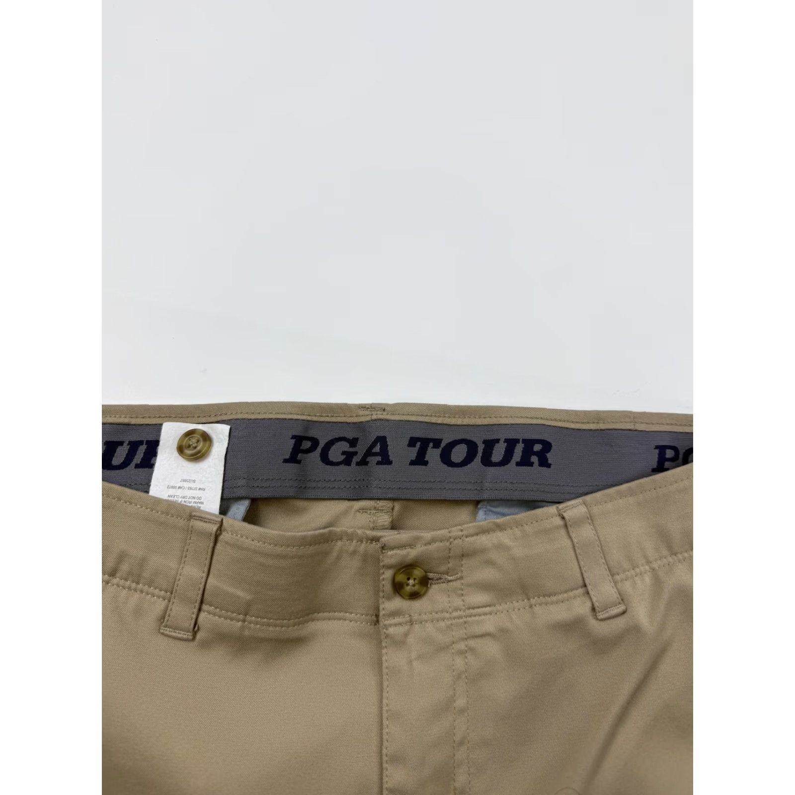 PGA Tour PGA TOUR Pants Mens 34x30 Beige Chino Straight Golf Stretch Casual Flat Front Mens Size US 34 / EU 50 - 2 Thumbnail