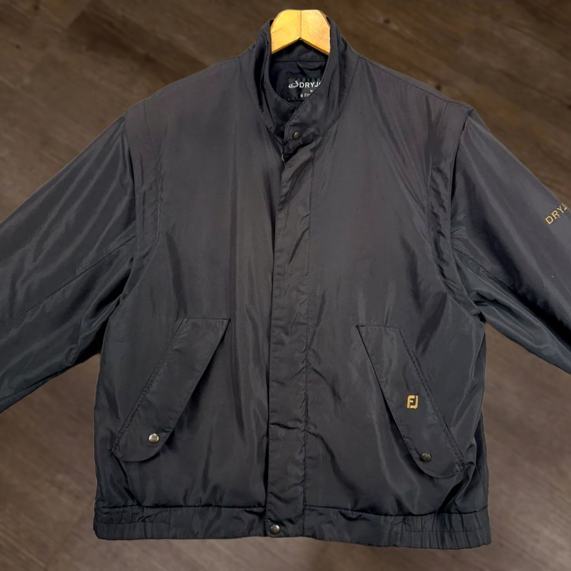 Footjoy FootJoy DryJoys Windbreaker Jacket Adult Large Black Full Zip Snap Pockets Mens Size US L / EU 52-54 / 3 - 1 Thumbnail