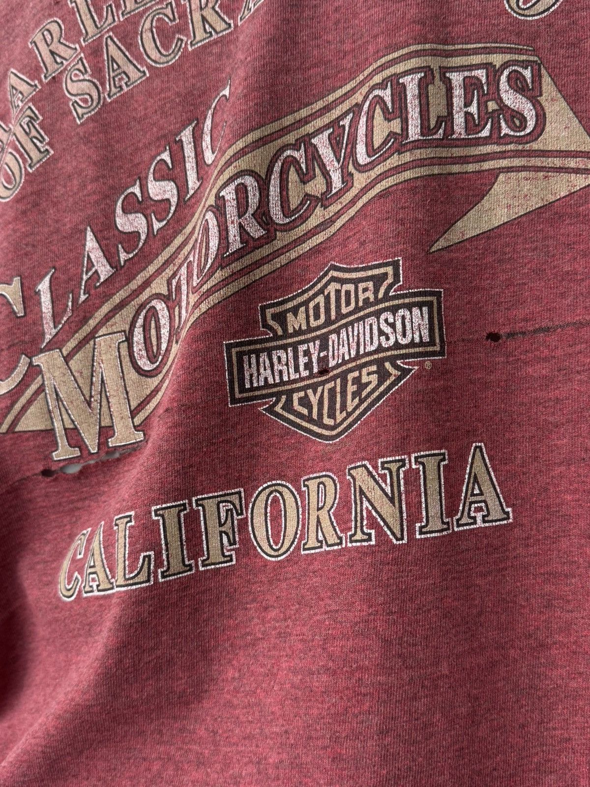 Harley Davidson Vintage Harley Davidson Sacramento Thrashed Cropped T-Shirt Size US XXL / EU 58 / 5 - 5 Thumbnail