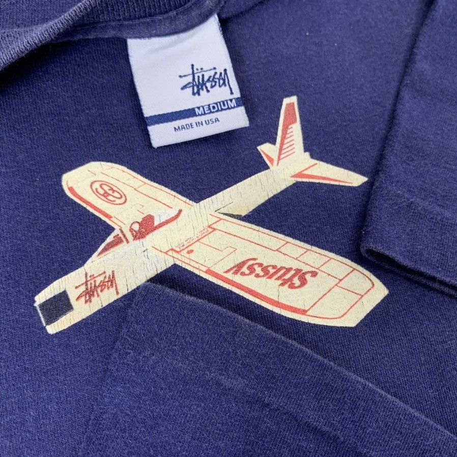 Stussy Vintage 90s Stüssy Glider Airplane Logo T-Shirt Size US M / EU 48-50 / 2 - 3 Thumbnail