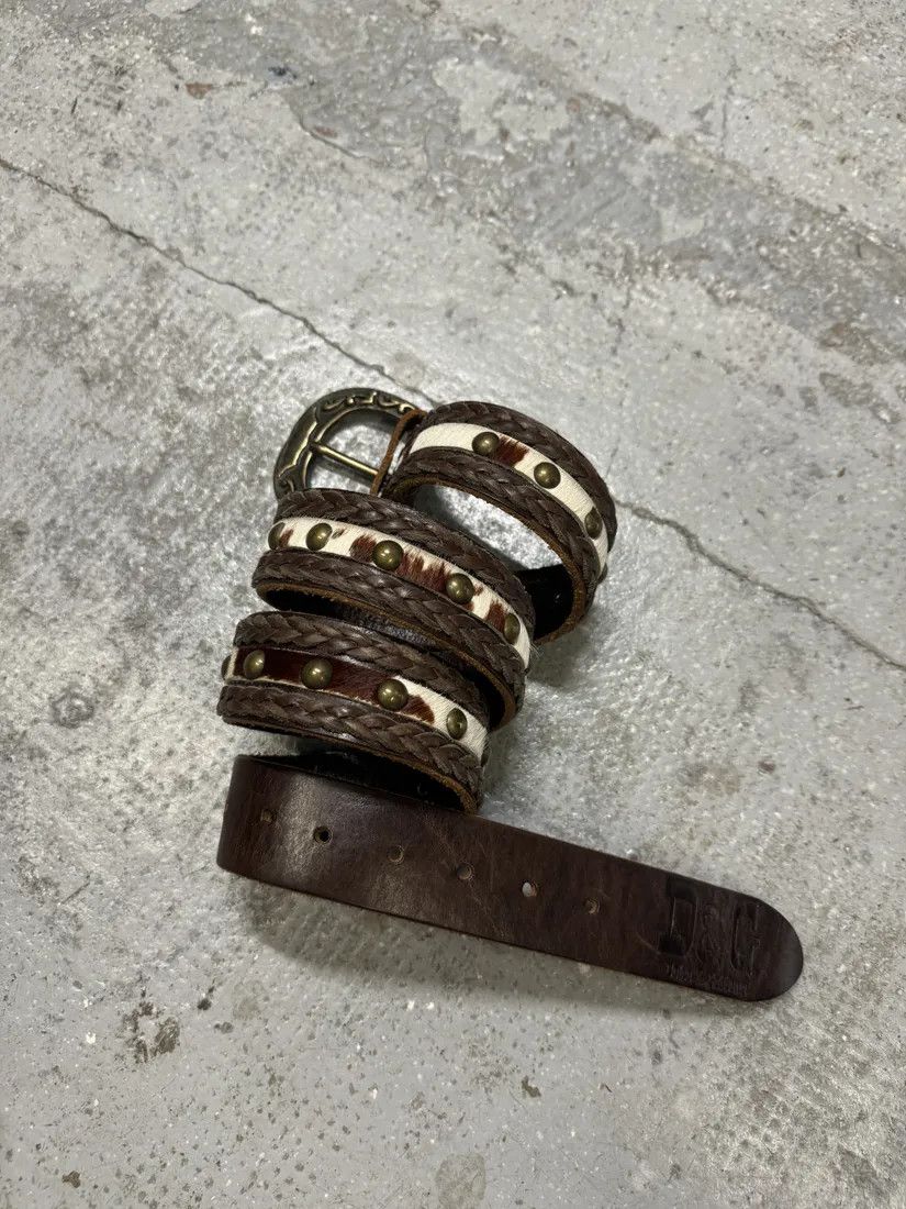 Designer × Dolce & Gabbana × Vintage 2000s Dolce & Gabbana Woven Leather Cow Pony Hair Belt Size ONE SIZE - 5 Thumbnail