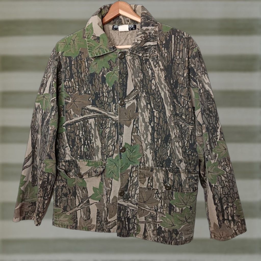 Bark VINTAGE Patriot Industries Jacket M Tree Bark Camo Hunting Distressed Outdoors Green and Brown Men Regular Lightweight Mid-Length Size US M / EU 48-50 / 2 - 1 Thumbnail