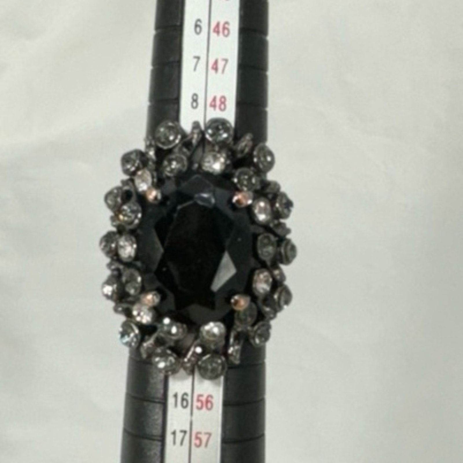 NBDN Nobrandedon VTG style black metal finish crystal ring Size ONE SIZE - 1 Thumbnail