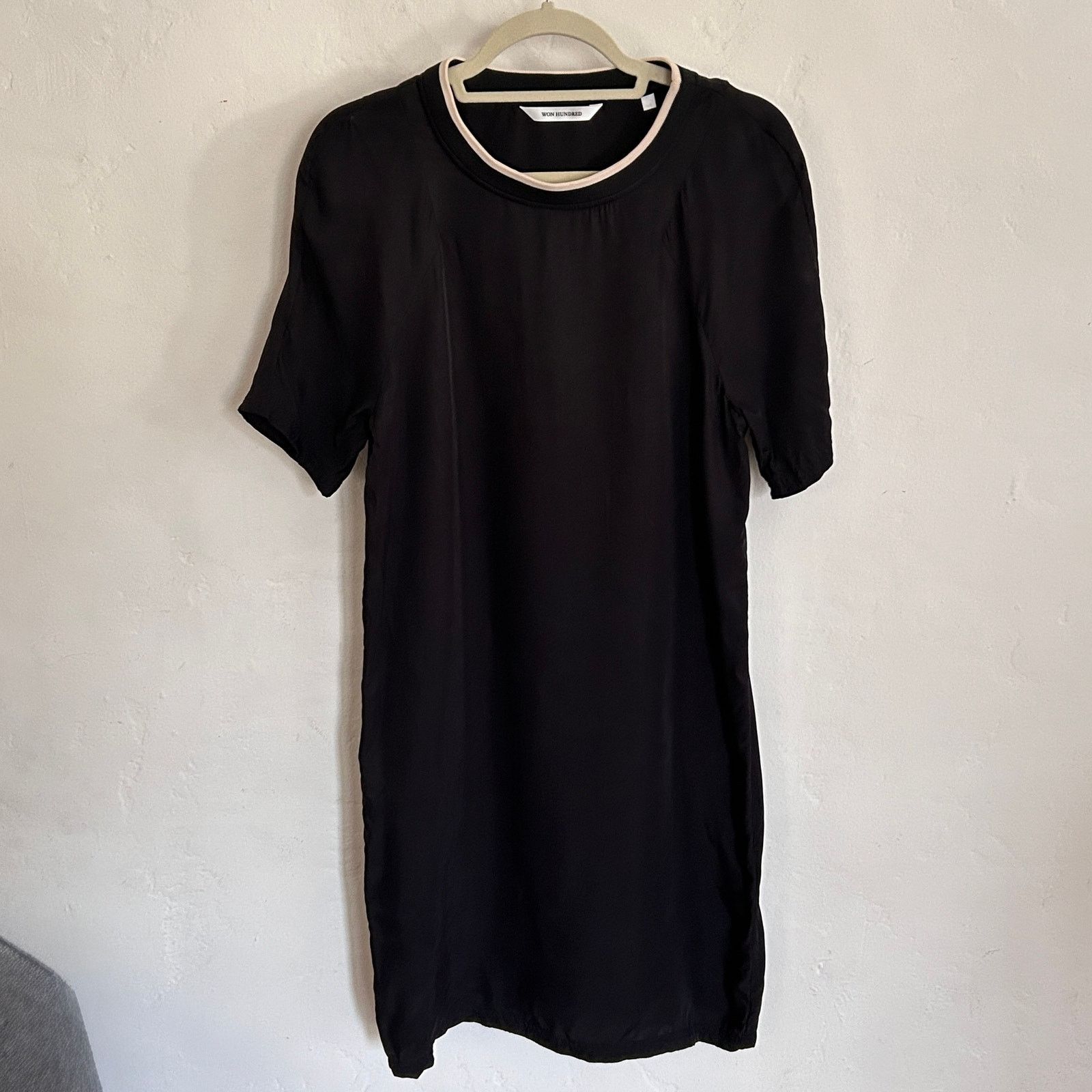 Won Hundred Won Hundred Cheryl Black Cupro Dress Size 36 Contrast Collar Size S / US 4 / IT 40 - 4 Thumbnail