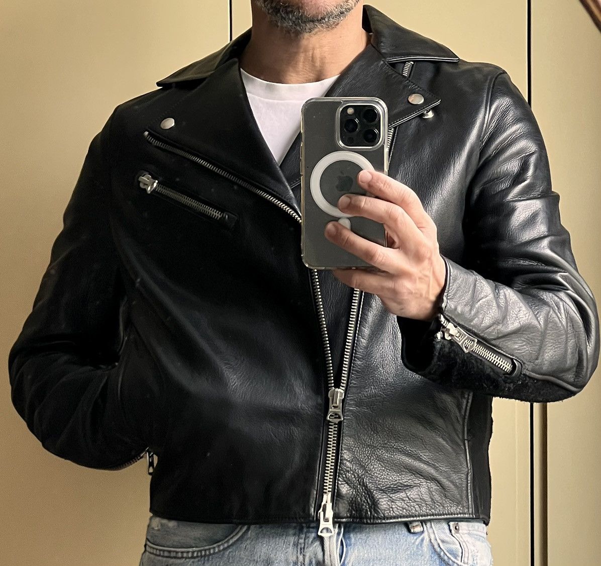 Acne Studios Acne Studios Gibson Black Calf Leather Biker Jacket Size 48 Size US M / EU 48-50 / 2 - 7 Thumbnail
