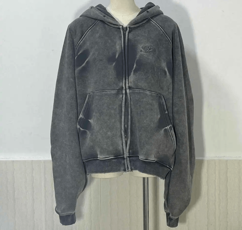 American Vintage Distressed Gradient Zipper Hoodie