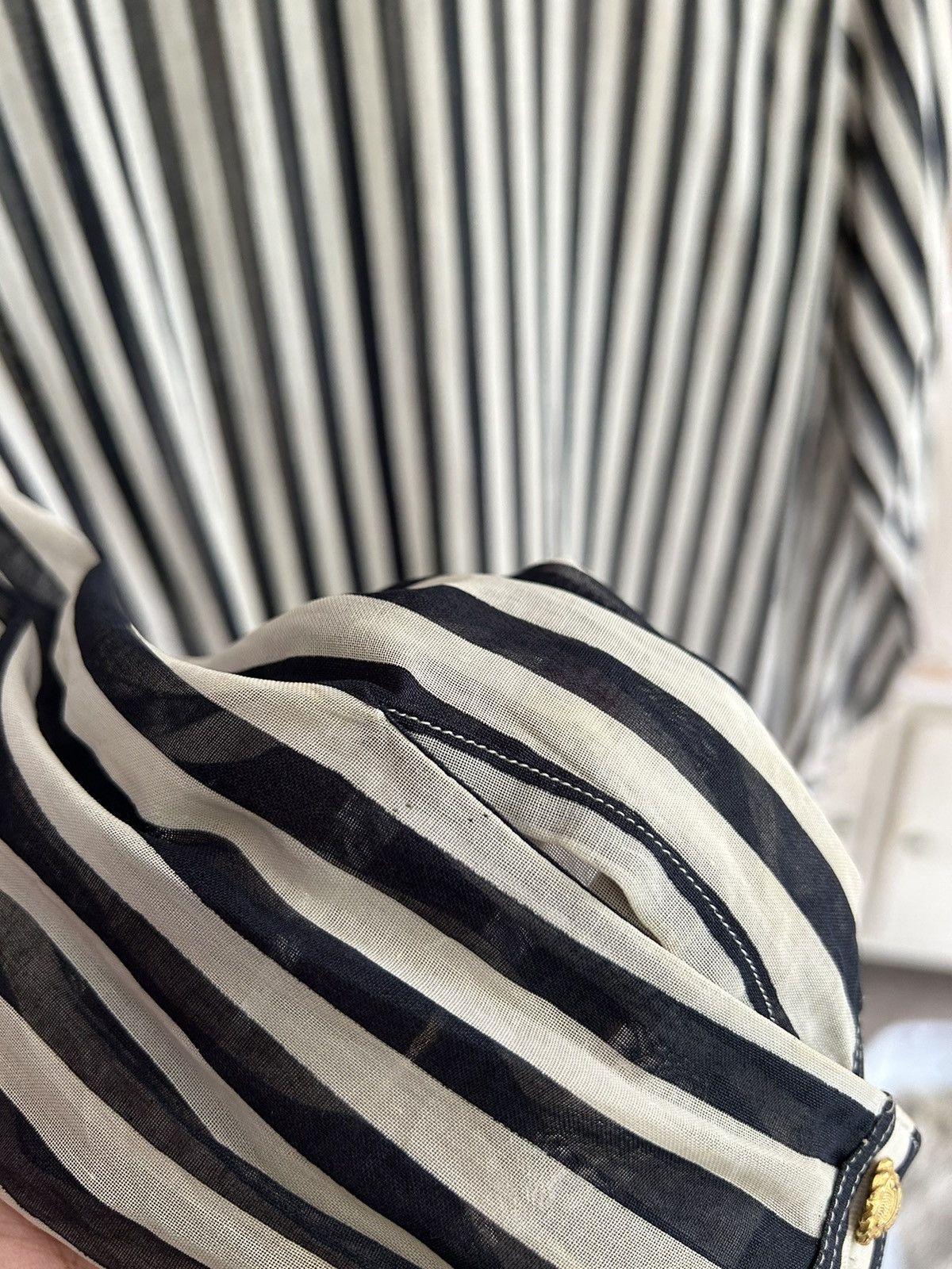 Celine Celine Gold Button Stripe Long Sleeve Size S / US 4 / IT 40 - 16 Thumbnail
