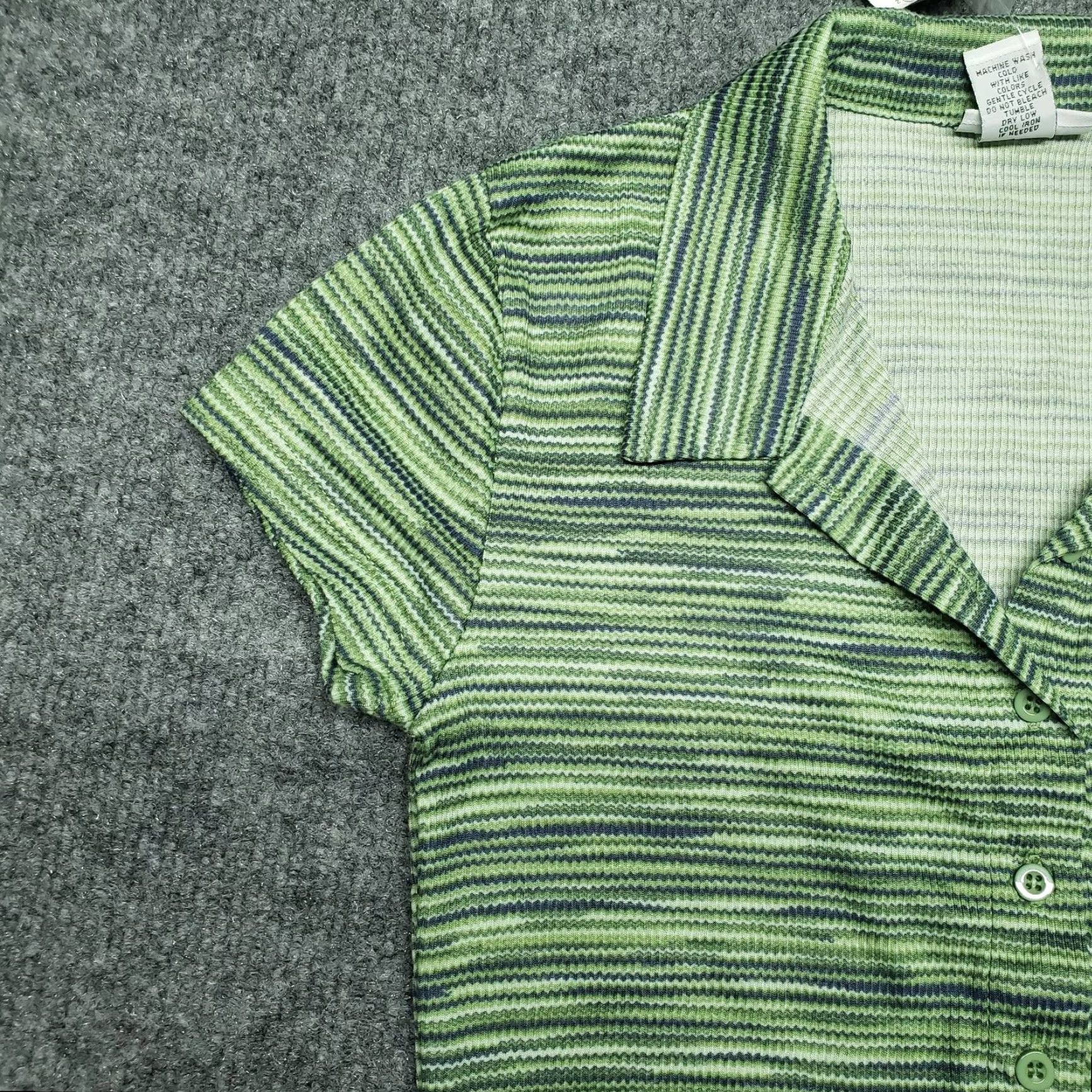 Vintage Rue21 Shirt Top Womens XS Green Space Dye Stretch Button Up Collared New Size XS / US 0-2 / IT 36-38 - 4 Thumbnail