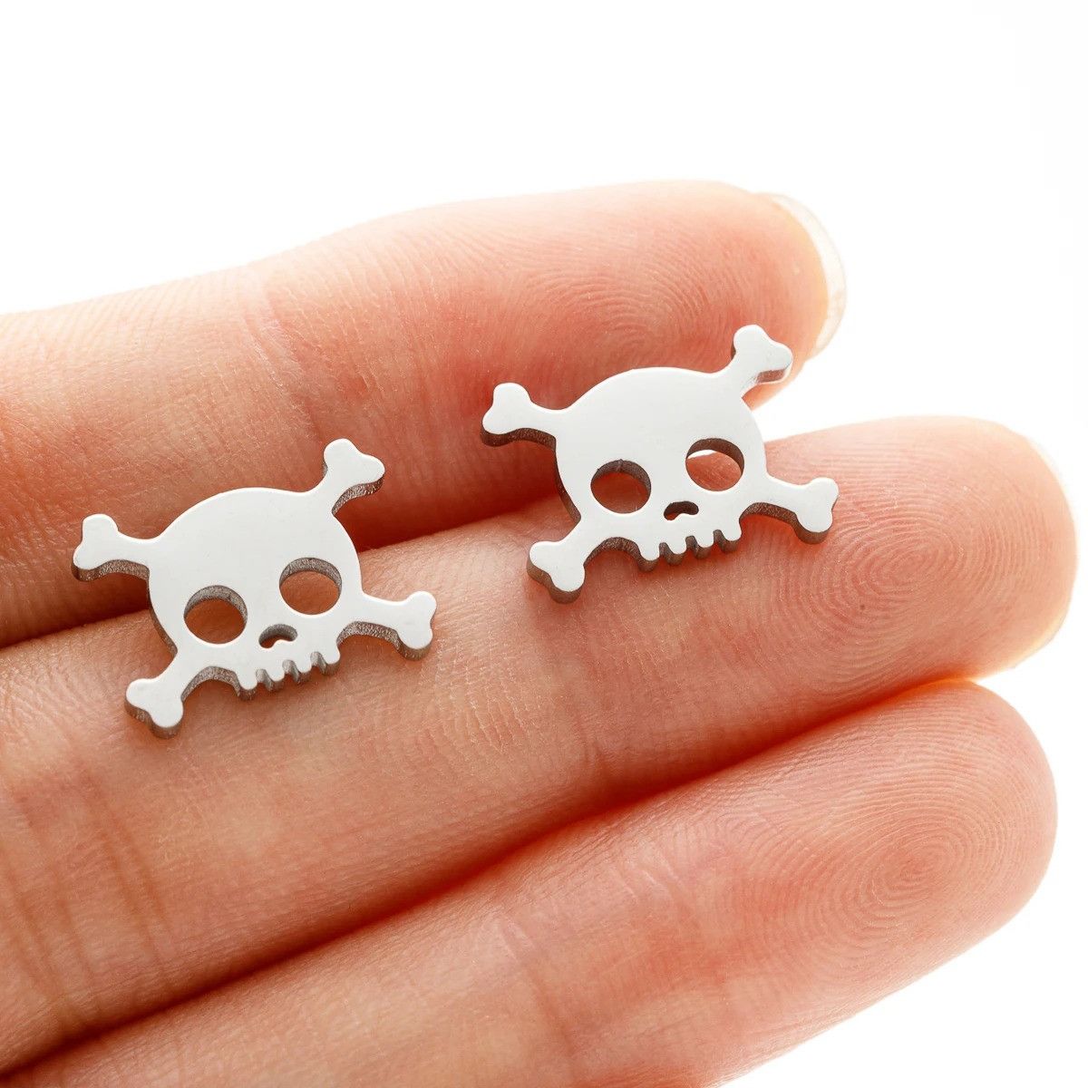 Jewelry Mini Skull Stud Earrings Charm Stainless Earring Gift Size ONE SIZE - 5 Thumbnail