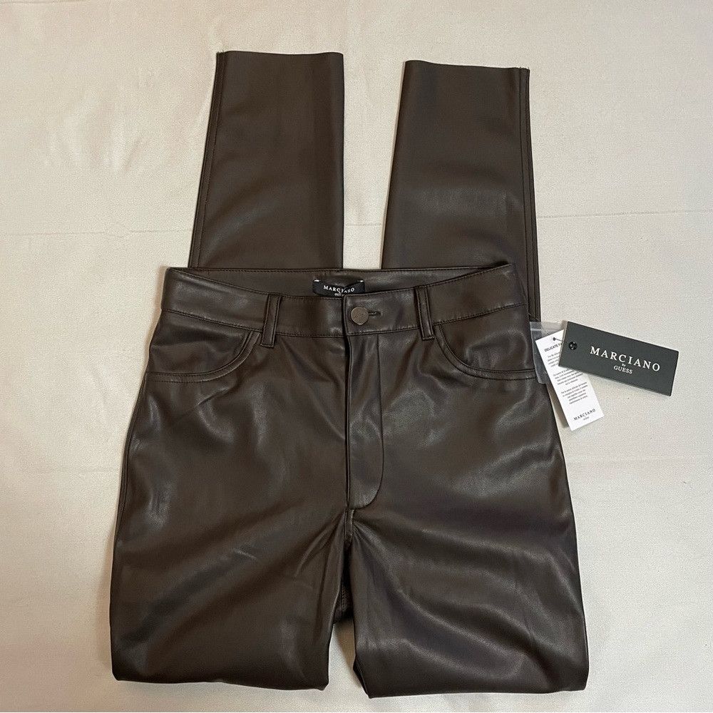 Guess NWT New $200 Guess Marciano Nova Faux-Leather Skinny Brown Size 26" / US 2 / IT 38 - 4 Thumbnail