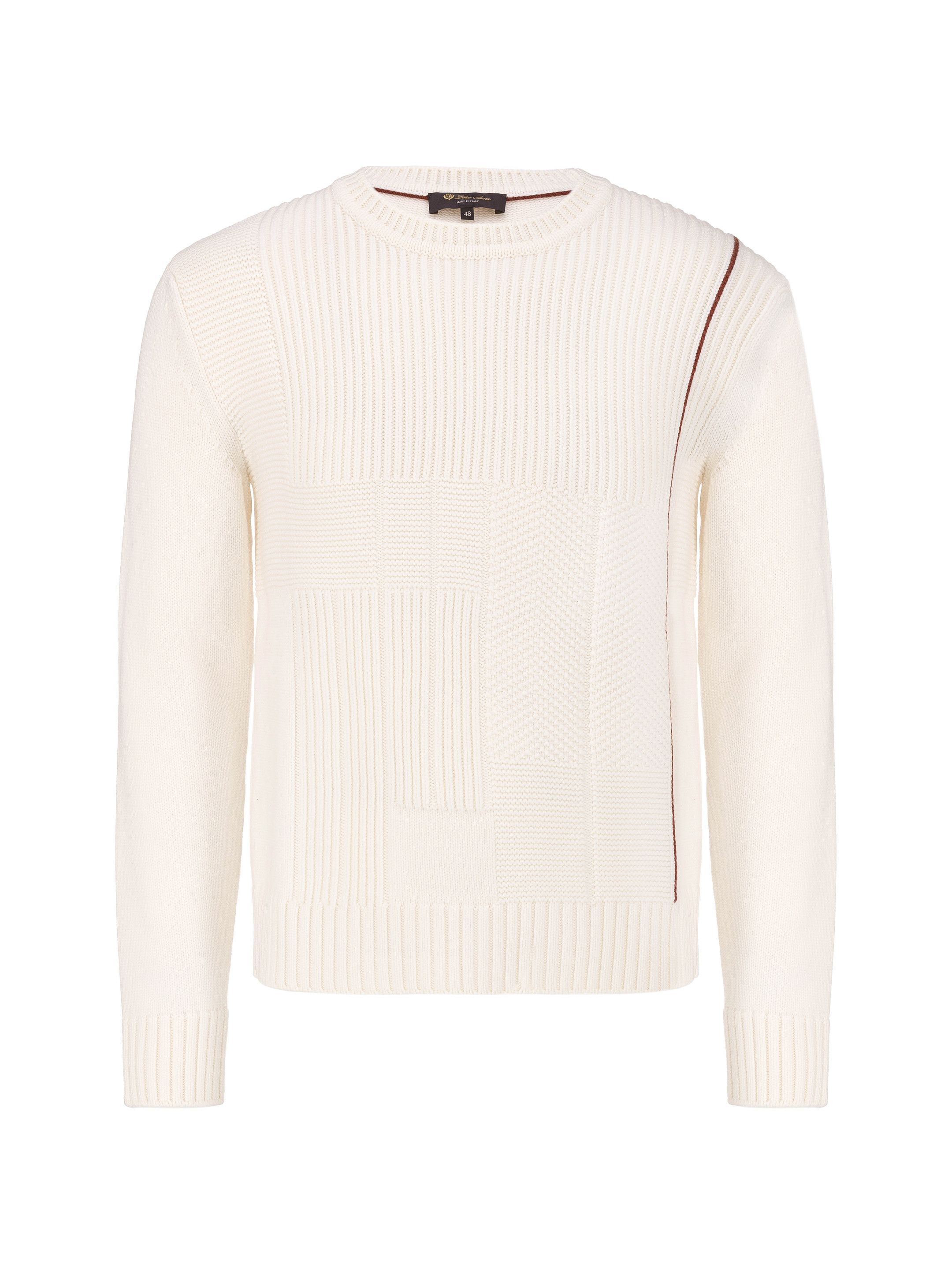 image of Loro Piana O1Loc1C0124 Crew Neck Sweater In White, Men's (Size XL)