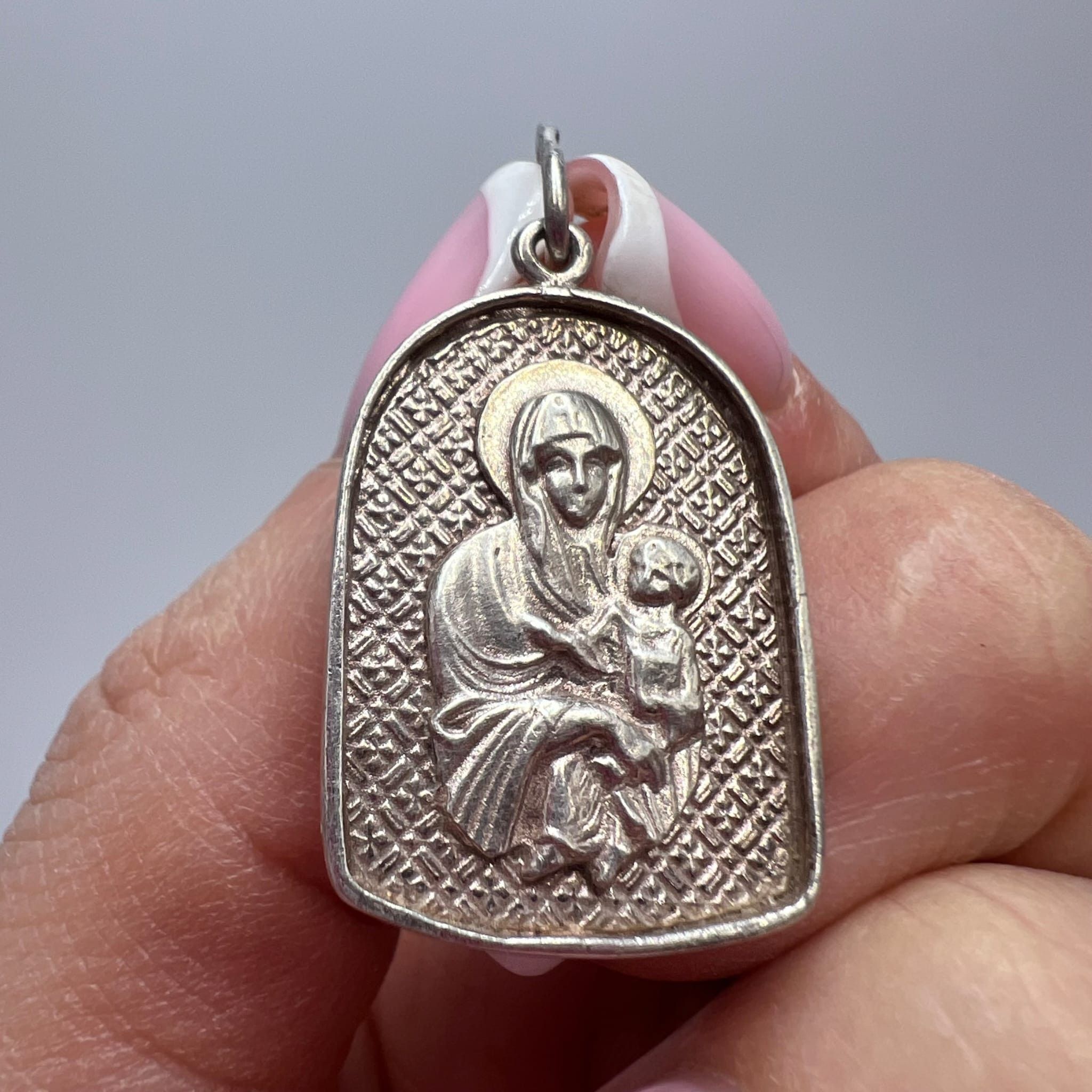 Vintage Sterling Silver 925 Pendant Cross & Virgin Mary