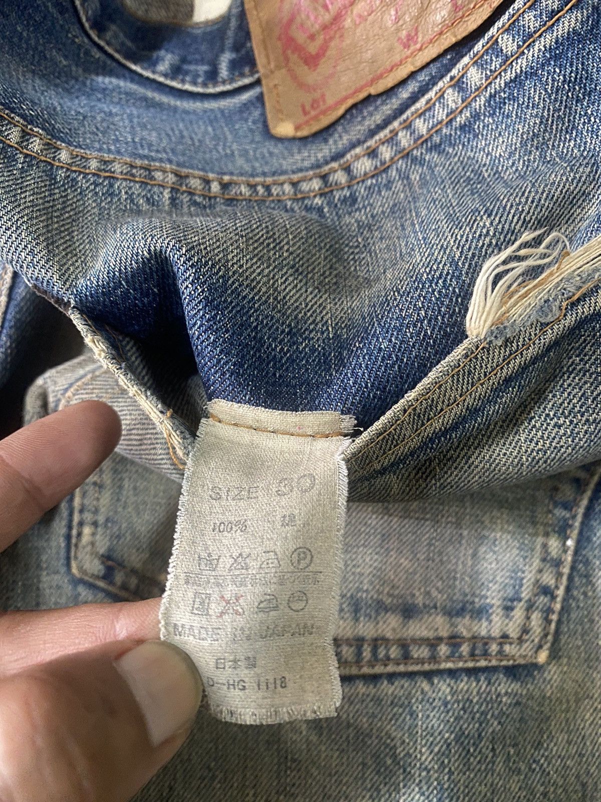 Denime Vintage denime Distress Mud wash Denim Selvedge Jeans Size US 29 - 21 Thumbnail