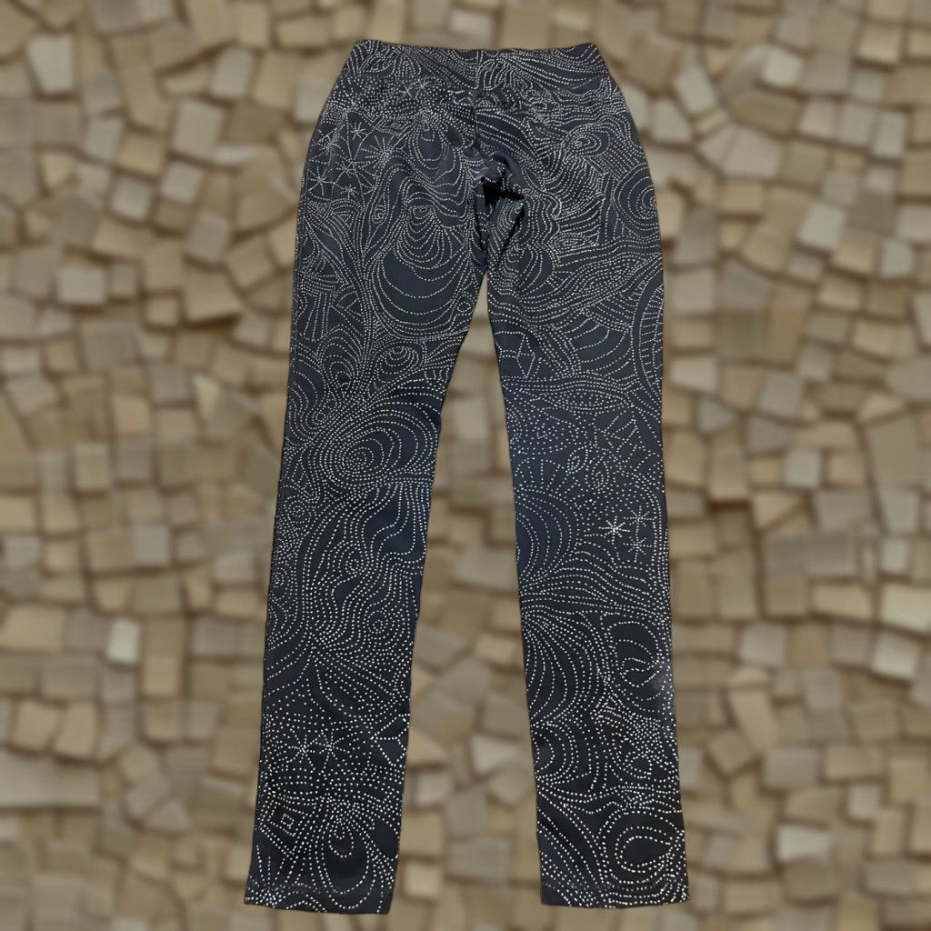 Mossimo Mossimo Pants, Womens Small, Leggings, Pull On, Polka Dots w/ Design, Gray White, Casual, Regular, AKnown Size 28" / US 6 / IT 42 - 1 Thumbnail