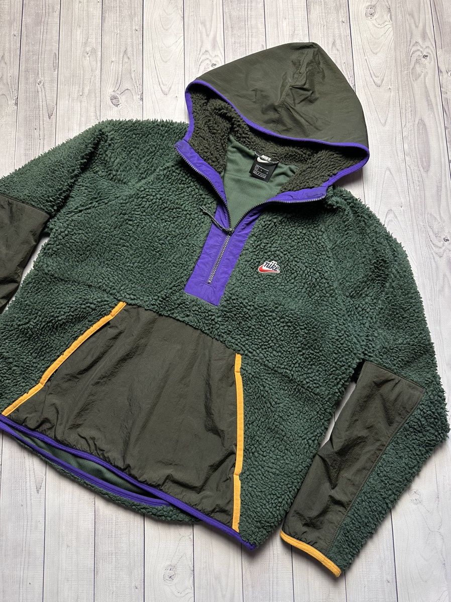 Nike × Vintage Nike Fleece jacket anorak Sherpa green rare size L logo Size US L / EU 52-54 / 3 - 2 Thumbnail