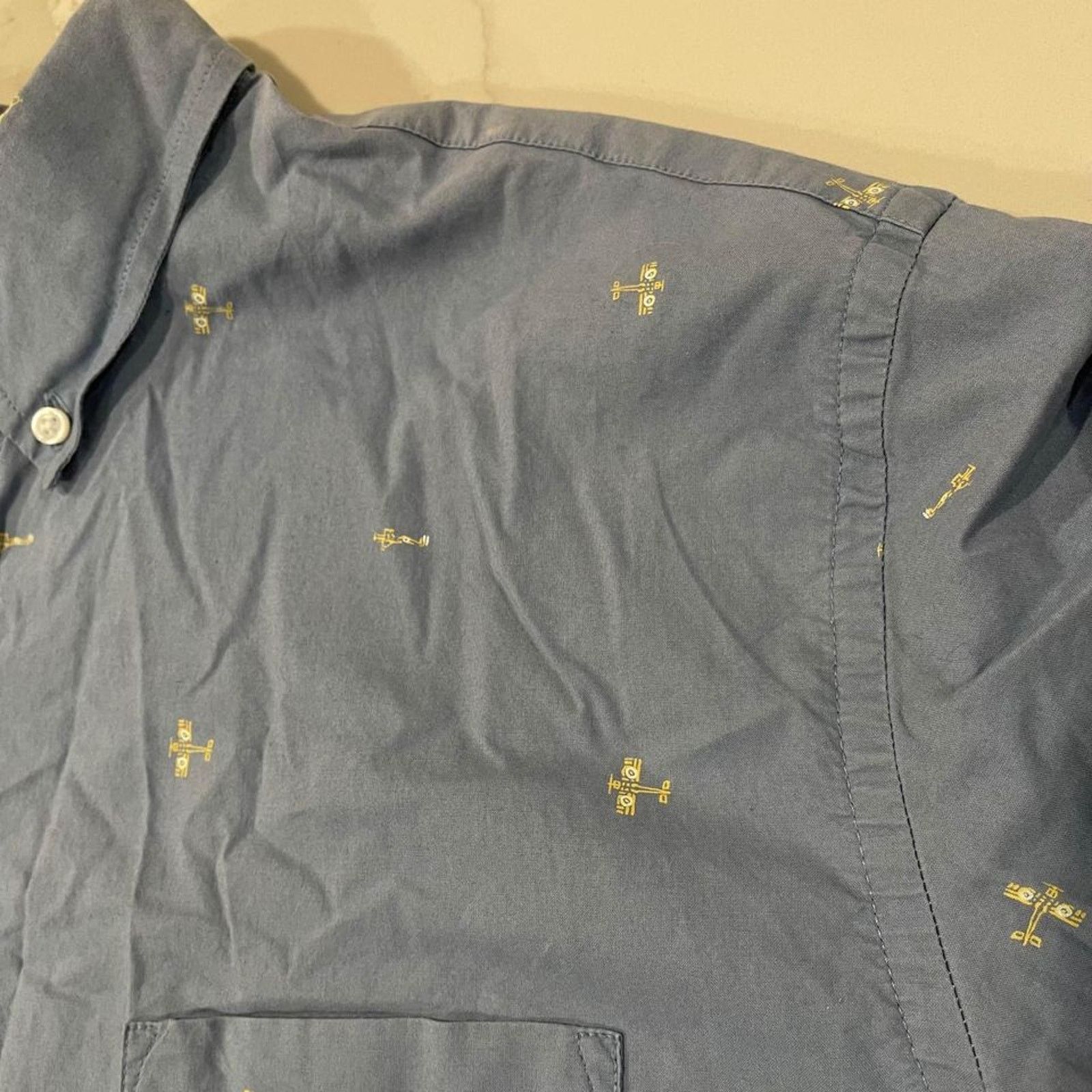 J.Crew J. Crew Blue Airplane Print Button Front Oxford Shirt Men XL Size US XL / EU 56 / 4 - 3 Thumbnail